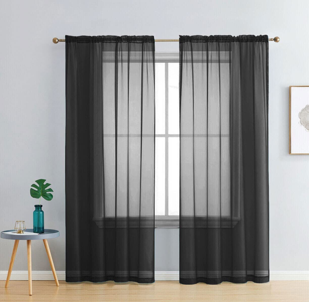 Set of 2 Luxton White Sheer Curtains, Rod Pocket Voile Curtain Panels 140X213Cm (White Colour)