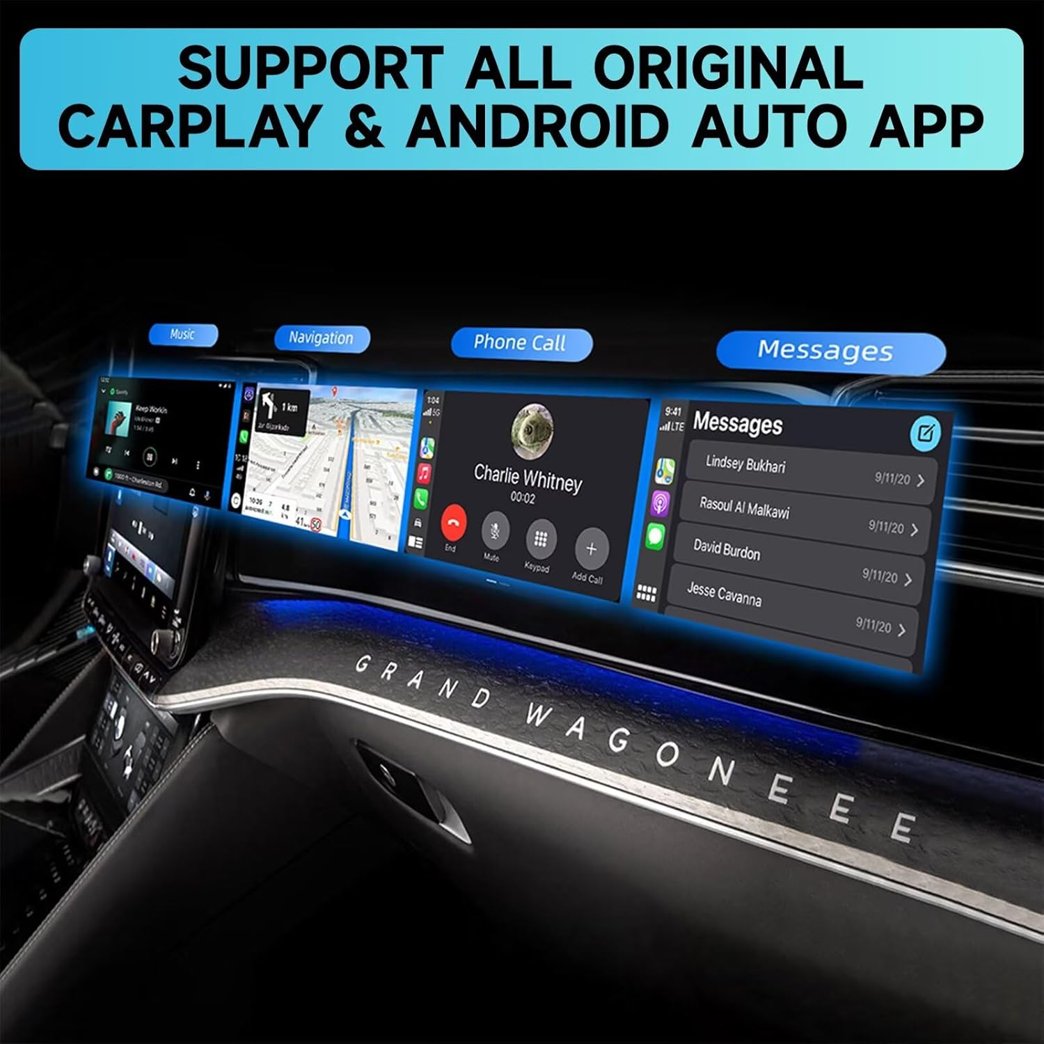 ZVCXOE Wireless Carplay Adapter for OEM Wired Carplay Cars Compatible with Ios 10+ and Android Auto 2 in 1 Plug and Play Mini USB Adapter with USB-C/A Cables Black