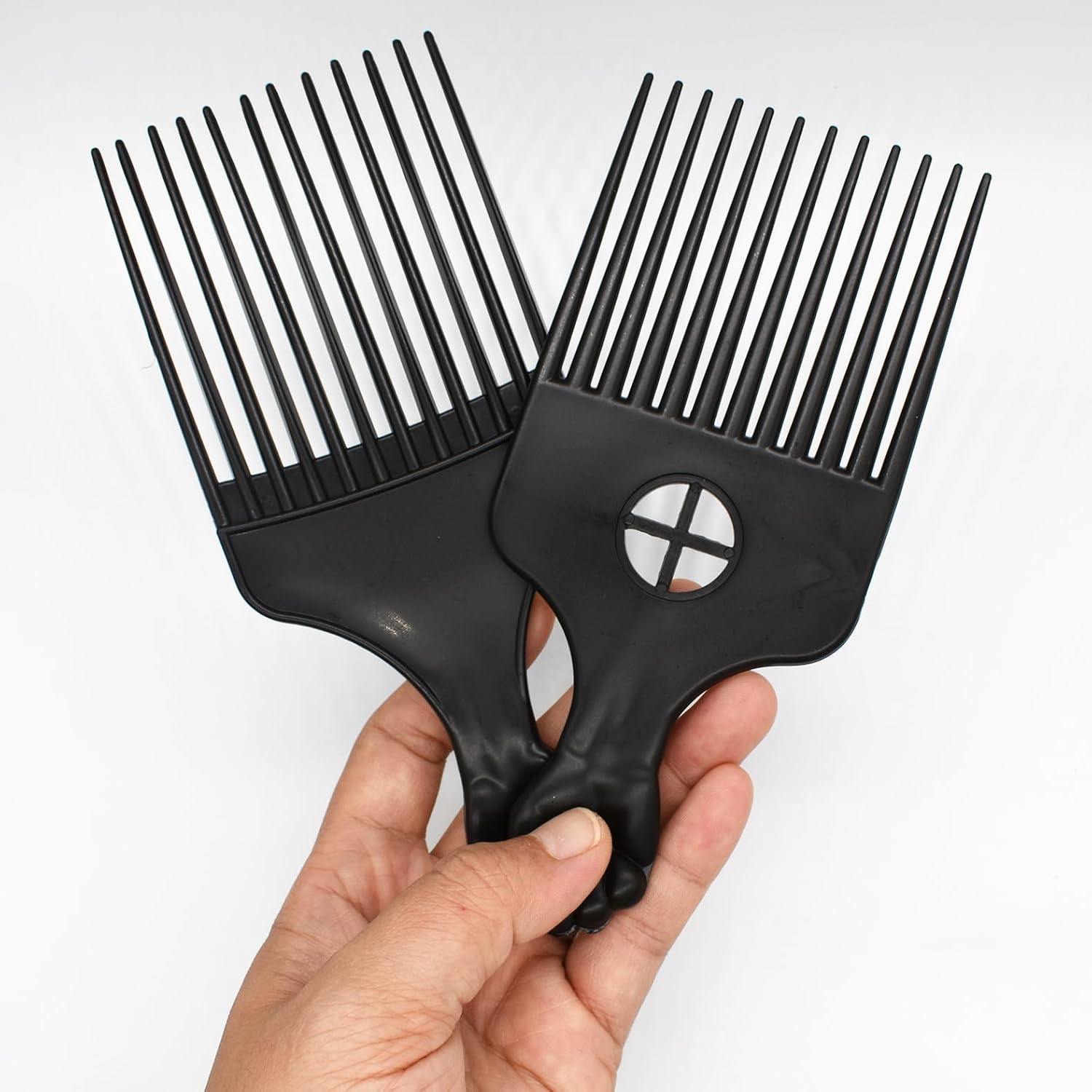 2 Pieces Professional Afro Hair Comb Detangling Comb Hairdressing Comb Afro Braiding Comb for Wigs Natural African Thick Curly Long Short Hair Styling Men Women Hair Salon image number 3