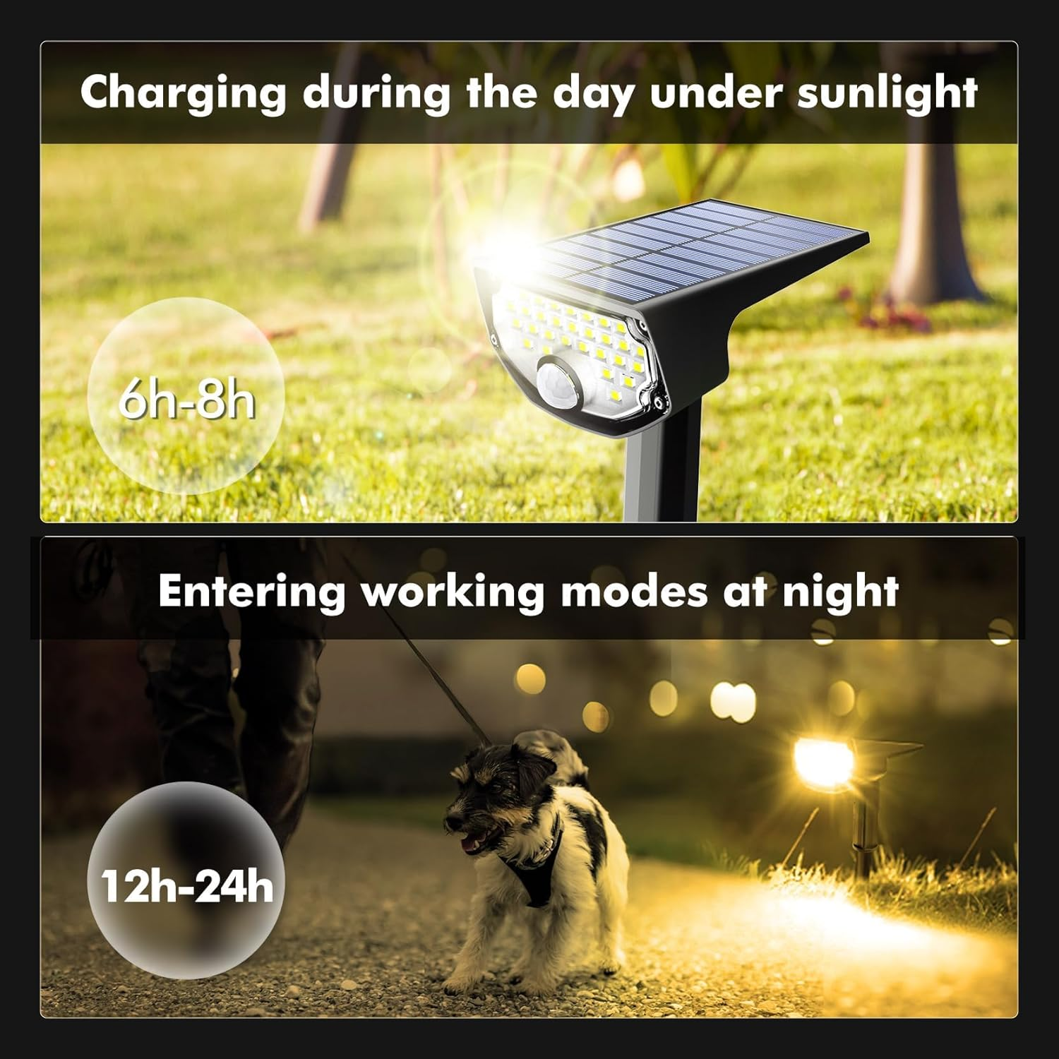 Aloftsun Solar Motion Sensor Outdoor Lights, 30 Leds Spot Lights with Motion Detector, IP68 Waterproof Solar Motion Lights for Outside, 3 Modes Solar Landscape Lights for Pathway Yard, 6 Pack