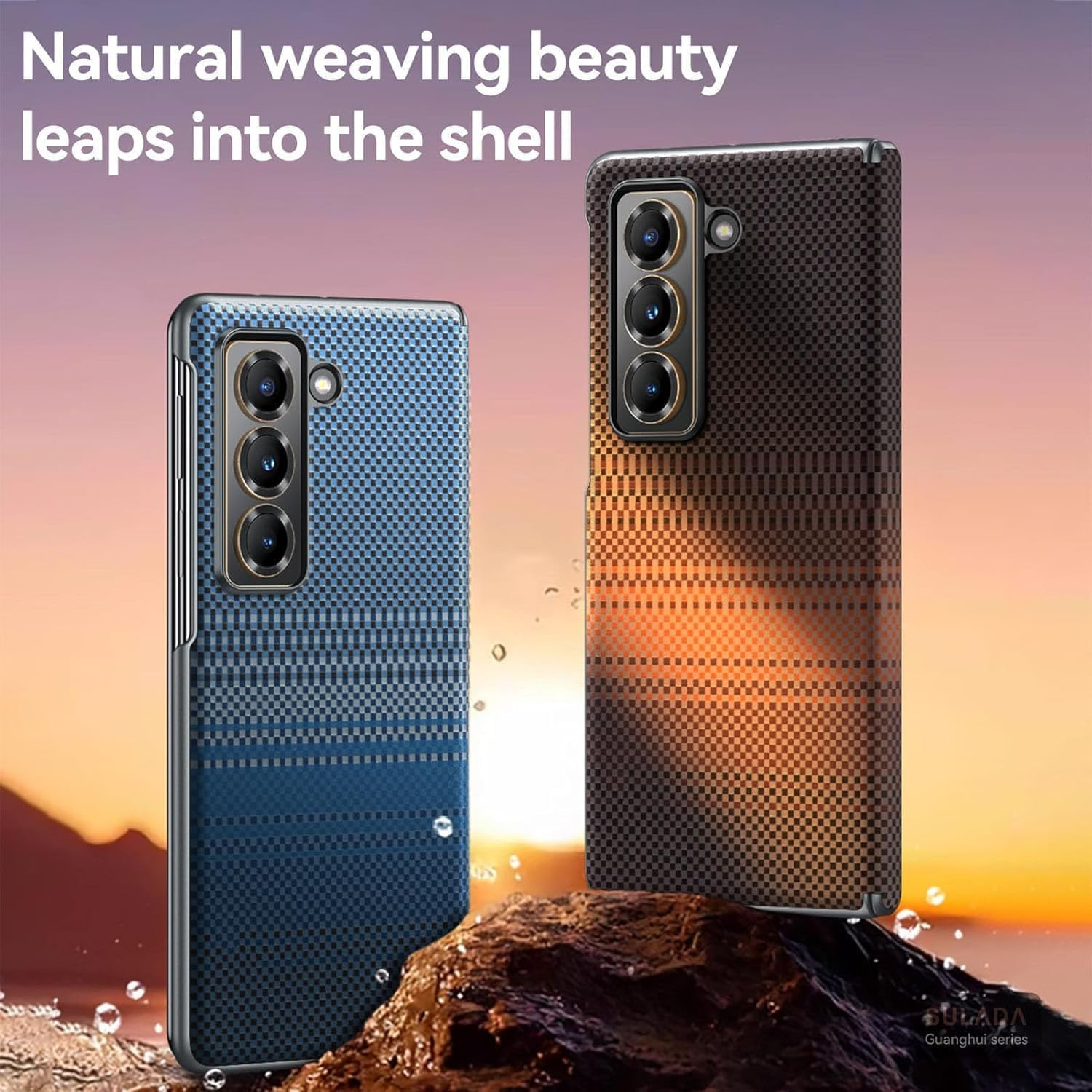 Case for Galaxy Z Fold 7: Slim Light Magnetic Case Less Touch Feeling for Businessmen - Carbon Fiber Texture Hard PC Cover with Camera Protection Phone Cover without Front Cover (Blue) - Brown image number 3