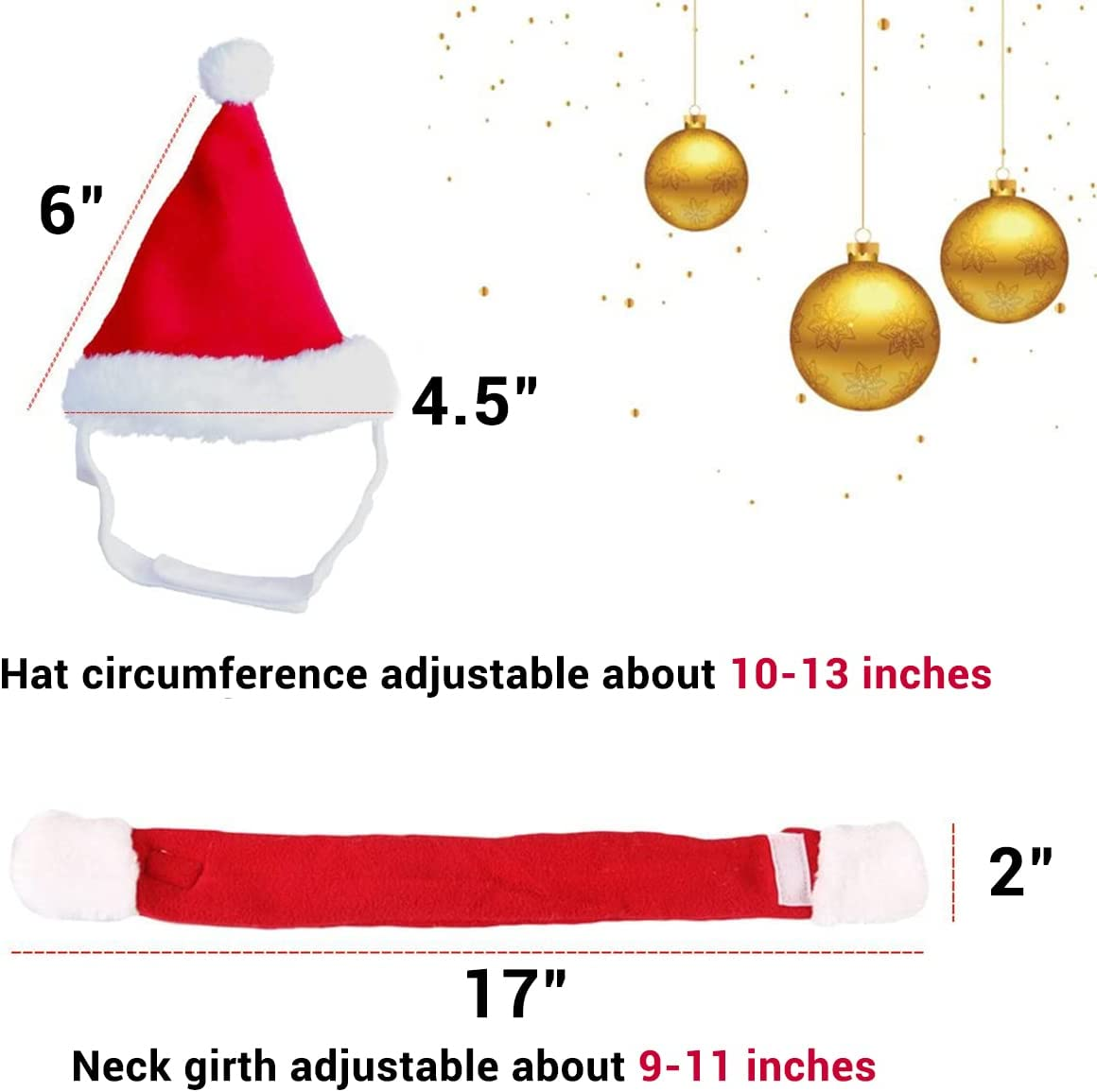 PETLESO Cat Santa Hat with Scarf, Christmas Hats for Cats Small Dog Santa Hat Christmas Costume for Cat Rabbit Puppy Doll Decoration, Red S image number 4