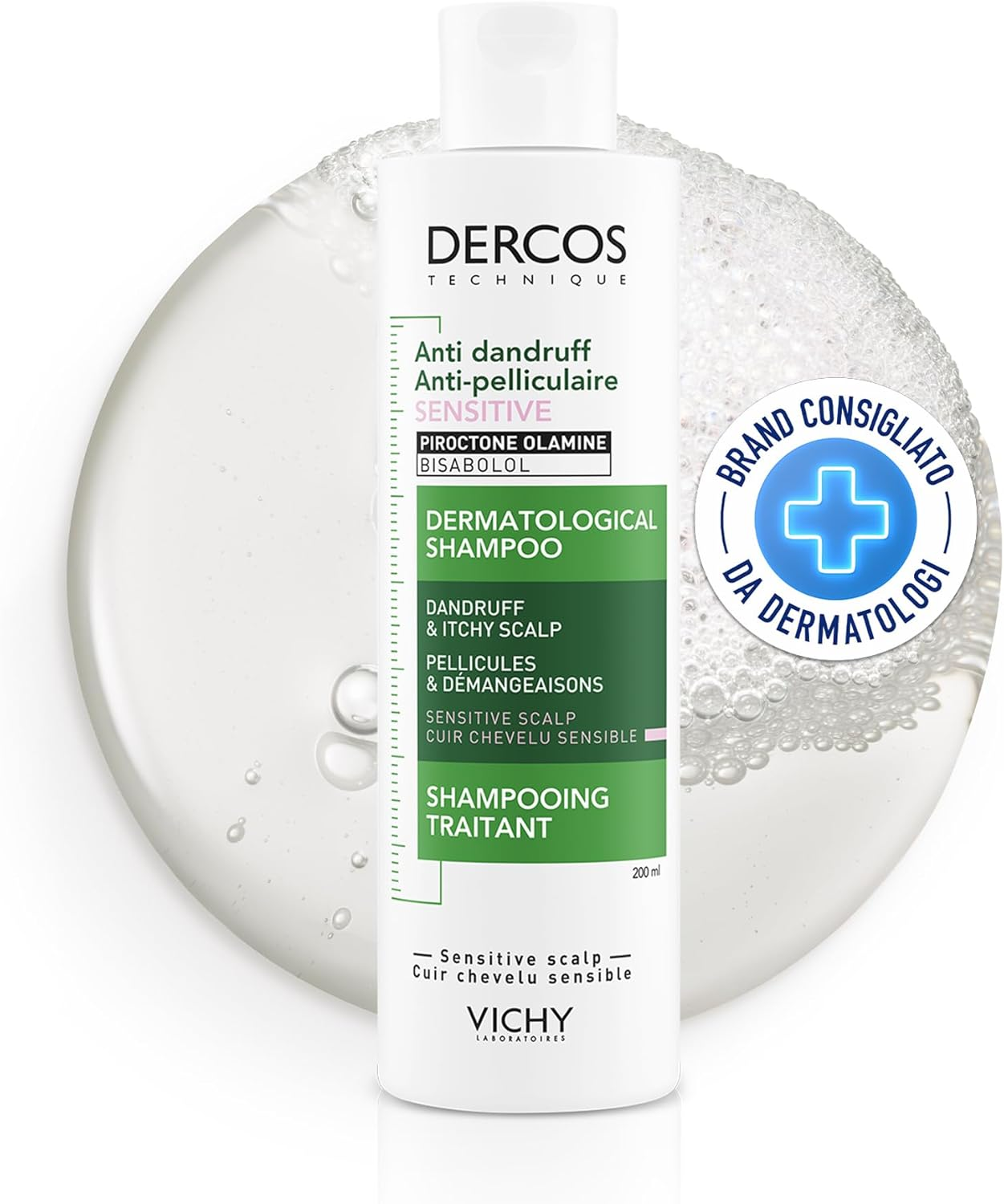 Vichy Dercos Anti-Dandruff Shampoo for Sensitive Scalp 200Ml, DS Dermatological Shampoo, Selenium for Dandruff & Itchy Scalp, Eliminates Dandruff & Soothes Scalp Discomfort image number 2