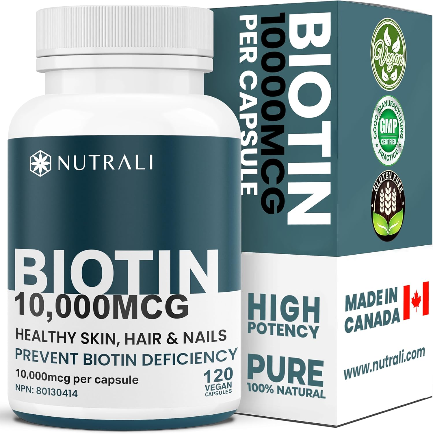 Extra Strength Biotin 10000Mcg &ndash; Biotin for Hair Growth, Lush Hair, Glowing Skin & Strong Nails, Ideal for Women & Men, Non-Gmo, Vegan, Gluten-Free. 120 Capsules image number 6