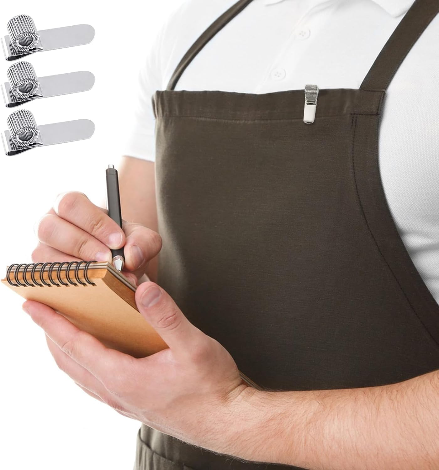 Quacc 3 PCS Metal Pen Holder Adjustable Single Spring Loop Pen Holder Clip for Notebook and Clipboard image number 5