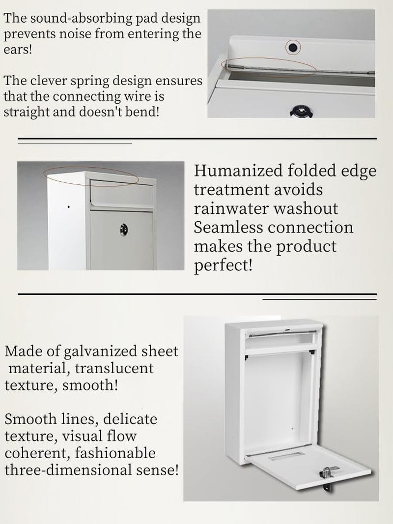 Wall Mounted Letter Mailbox with Combination Lock, Wall Mounted Locking Vertical Letters Newspapers Dropbox Mailbox Post Box Nameplate Large Capacity for Wall and Fence, Matt Black