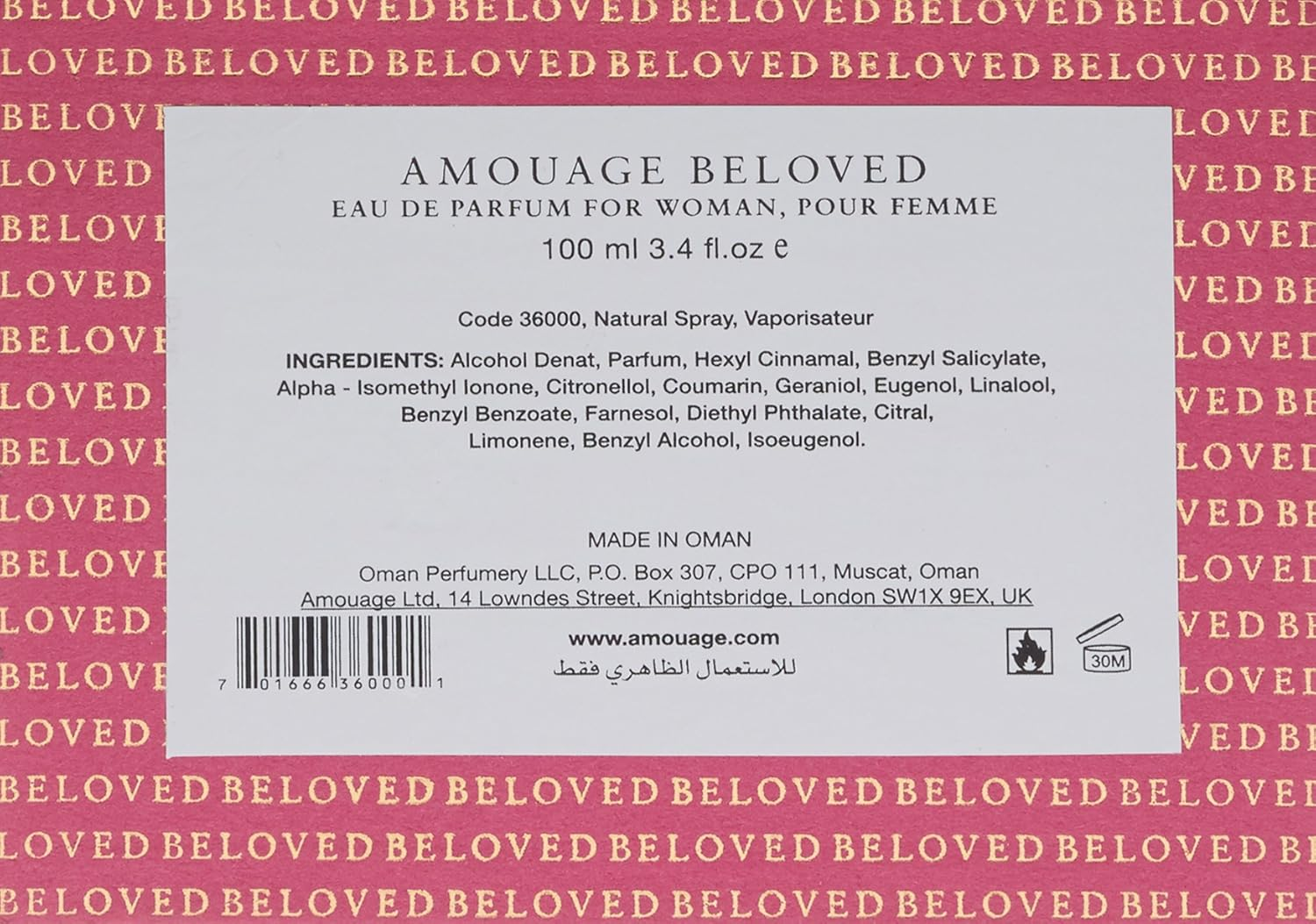 Amouage Beloved Eau De Parfum Spray for Women 100Ml