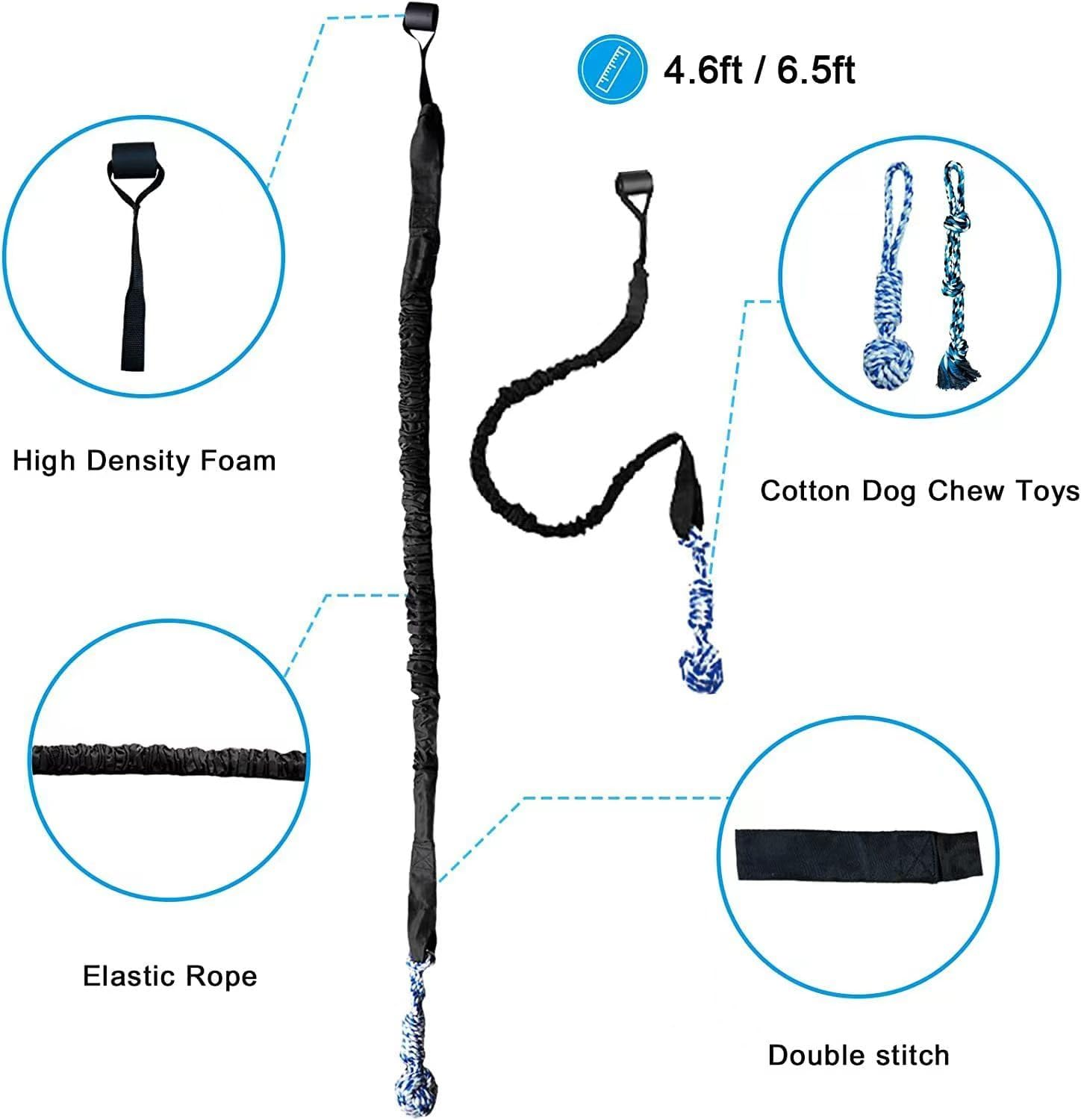 Spring Pole Dog Rope Toys Outdoor Dog Tug of War Toy for Pitbull Medium to Large Dogs Outdoor Bungee Hanging Exercise Ropes Muscle Builder Dogs Interactive Toys (Dog Rope Toys) image number 1