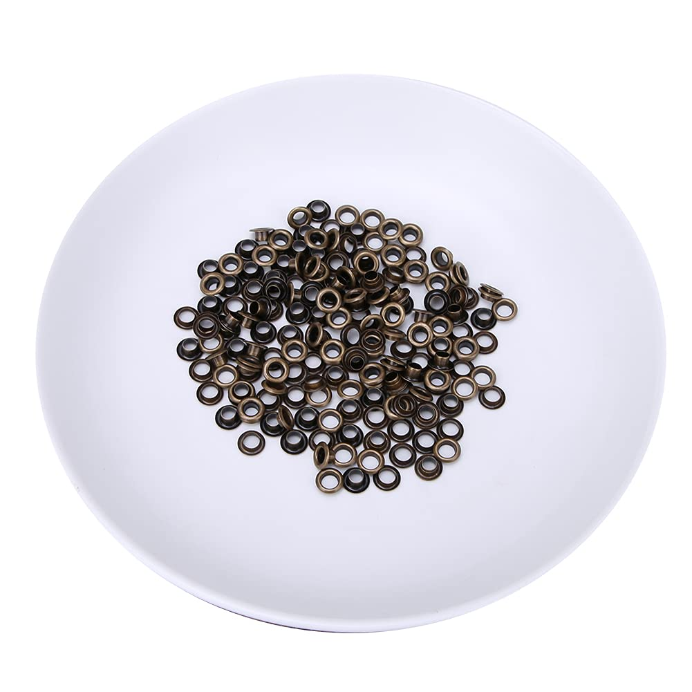 AKLOSIPY 100Pcs 5Mm Brass Double-Sided Eyelets for Leather Craft, Shoes, Belts &ndash; Silver Gray Grommets, Premium Metal Hardware (Bronze) - Silver image number 5