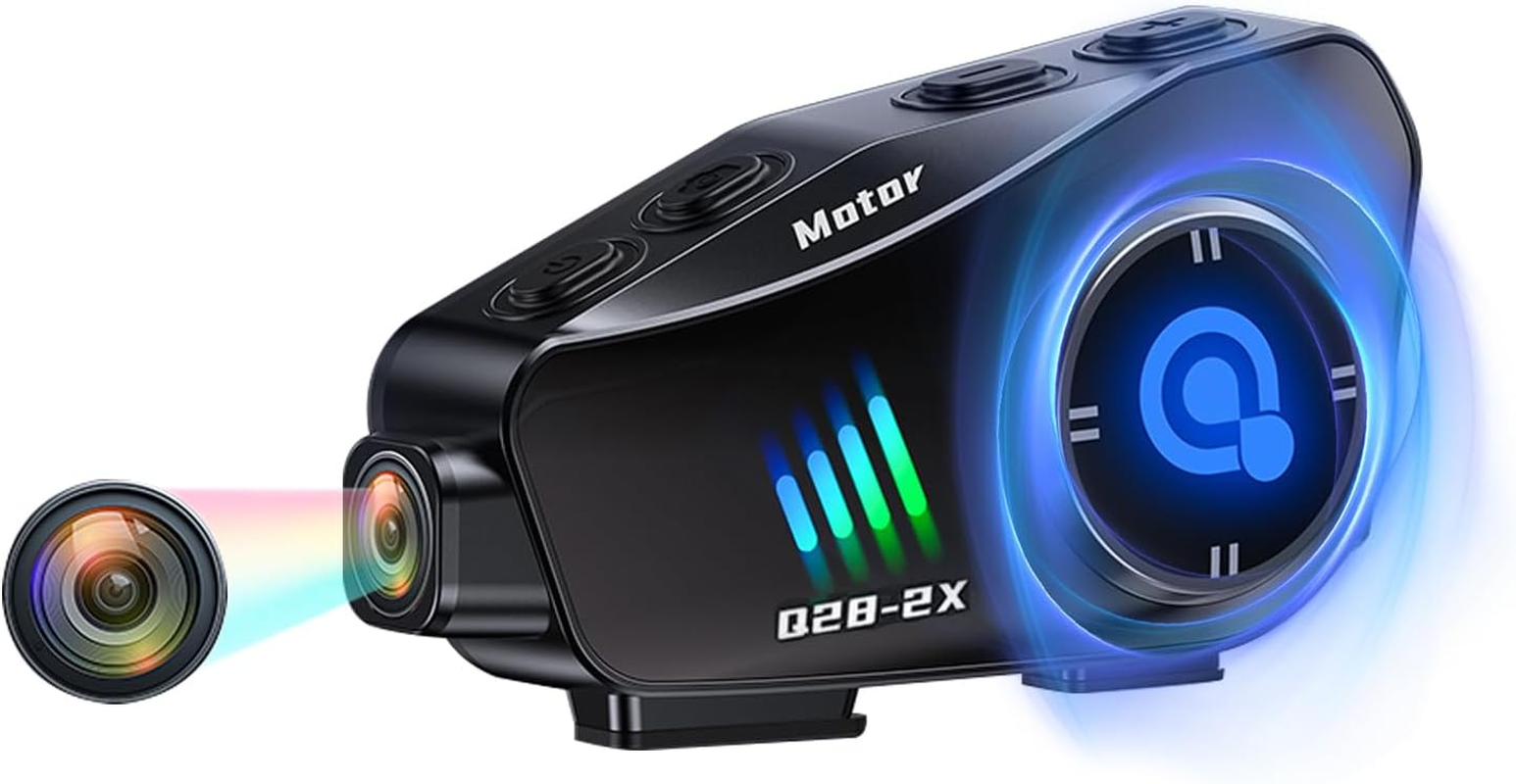 Motorcycle Helmet Headset Bluetooth with 1080P Camera Intercom Motorcycle Intercom Bicycle Communication System Helmet Headphones Motorcycle Helmet for 2 People Motorcycle Wireless Hands-Free Kit image number 3