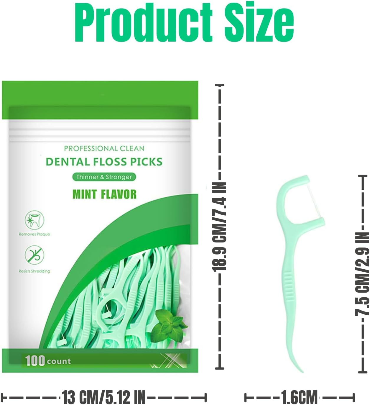 Dental Floss, Mint Toothpick Floss Picks,Teeth Stick,Tooth Picks,Teeth Cleaning, Deep Cleaning Teeth Stick Perfect for Dental Cleaning (100) image number 2