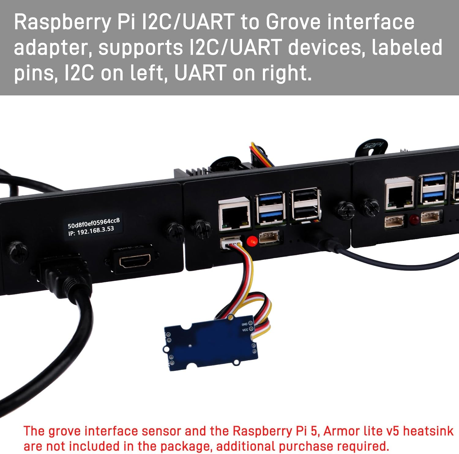 Geeekpi 1U Rack Mount for Raspberry Pi 5, with 4PCS Pcie to M.2 Nvme SSD Adapters and OLED Display, Compatible with 19 Inch Server Rack image number 4