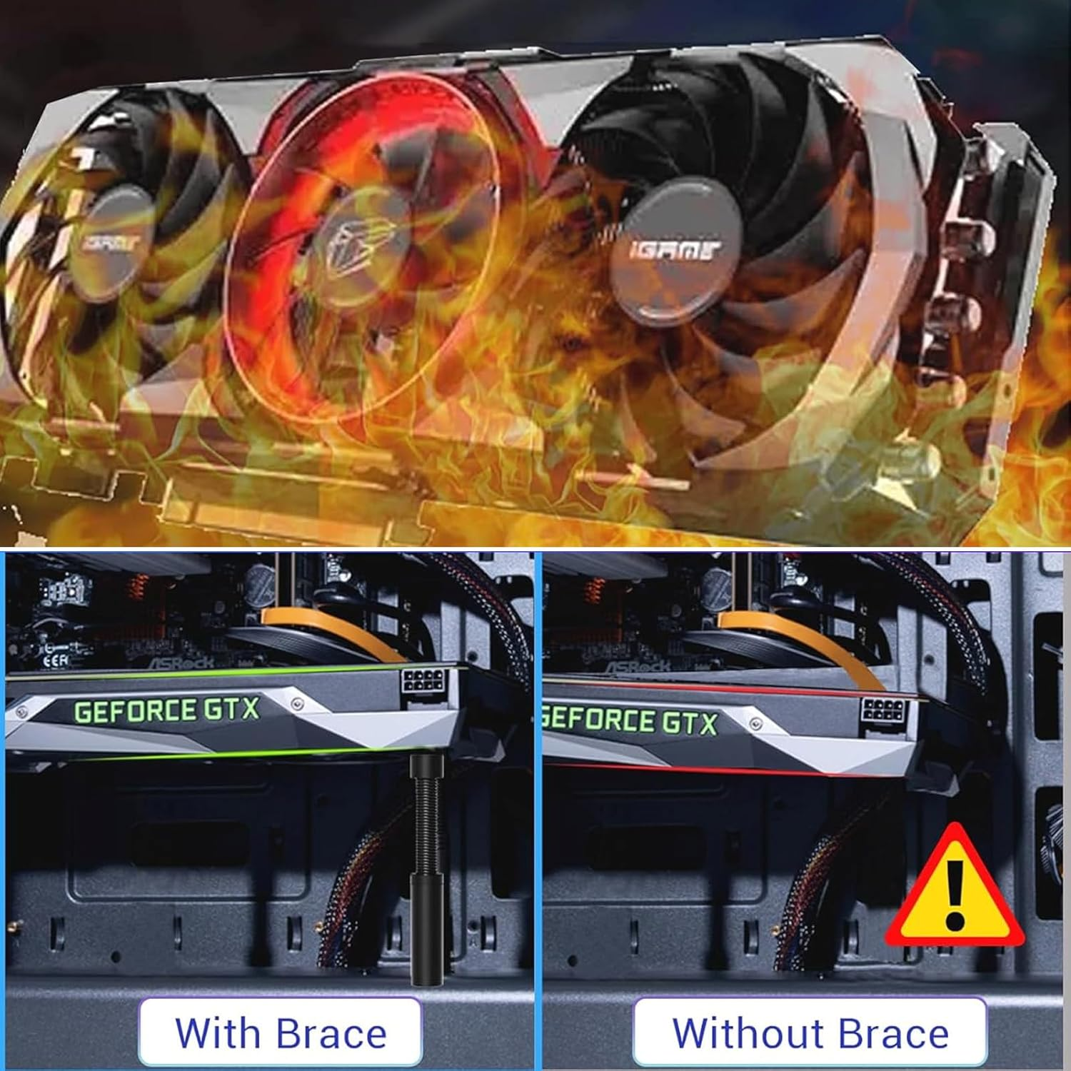 Graphics Card GPU Brace Support, Height Adjustable GPU Sag Bracket - Universal Video Card anti Sag Holder Bracket, Support Bracket for Computer Components (Black, L, 74-120Mm) image number 3