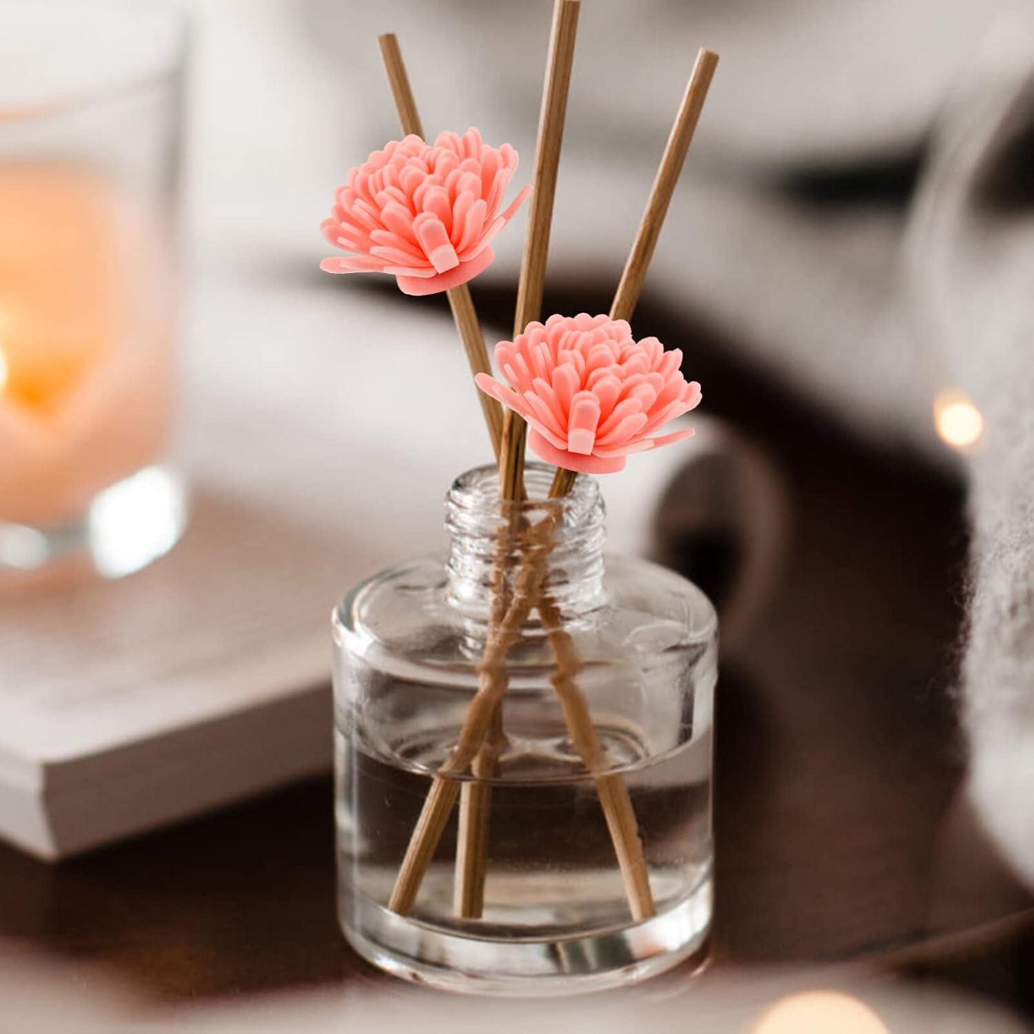 LALAFINA 100Pcs Simulated Chrysanthemum Aromatherapy Flower Passive Diffuser for Home Office Plant Diffuser Essential Oil Function for Bedroom Bathroom Air Freshener image number 4