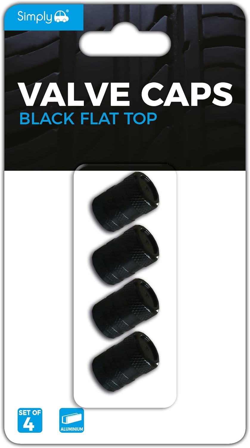 Simply 4 X Black Flat Top Valve Dust Caps Universal Fit Car Alloy Wheel Bike Tyre Tire image number 1