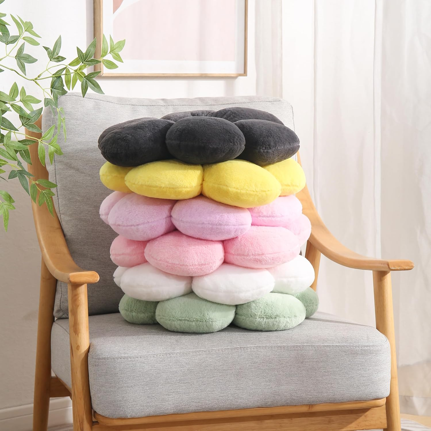 17.7 Inch White Flower Pillow &ndash; Daisy Shaped Cute Decorative Throw Pillow, Soft Floral Seating Cushion Floor Pillows for Sofa, Bed, Chair & Room Decor - Pink image number 7