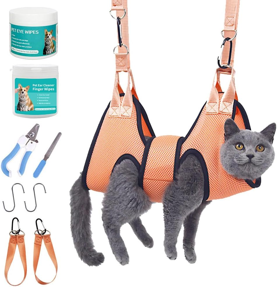 Pet Grooming Hammock Cleaning Nail Clipping Stabilizing Cats and Dogs image number 1