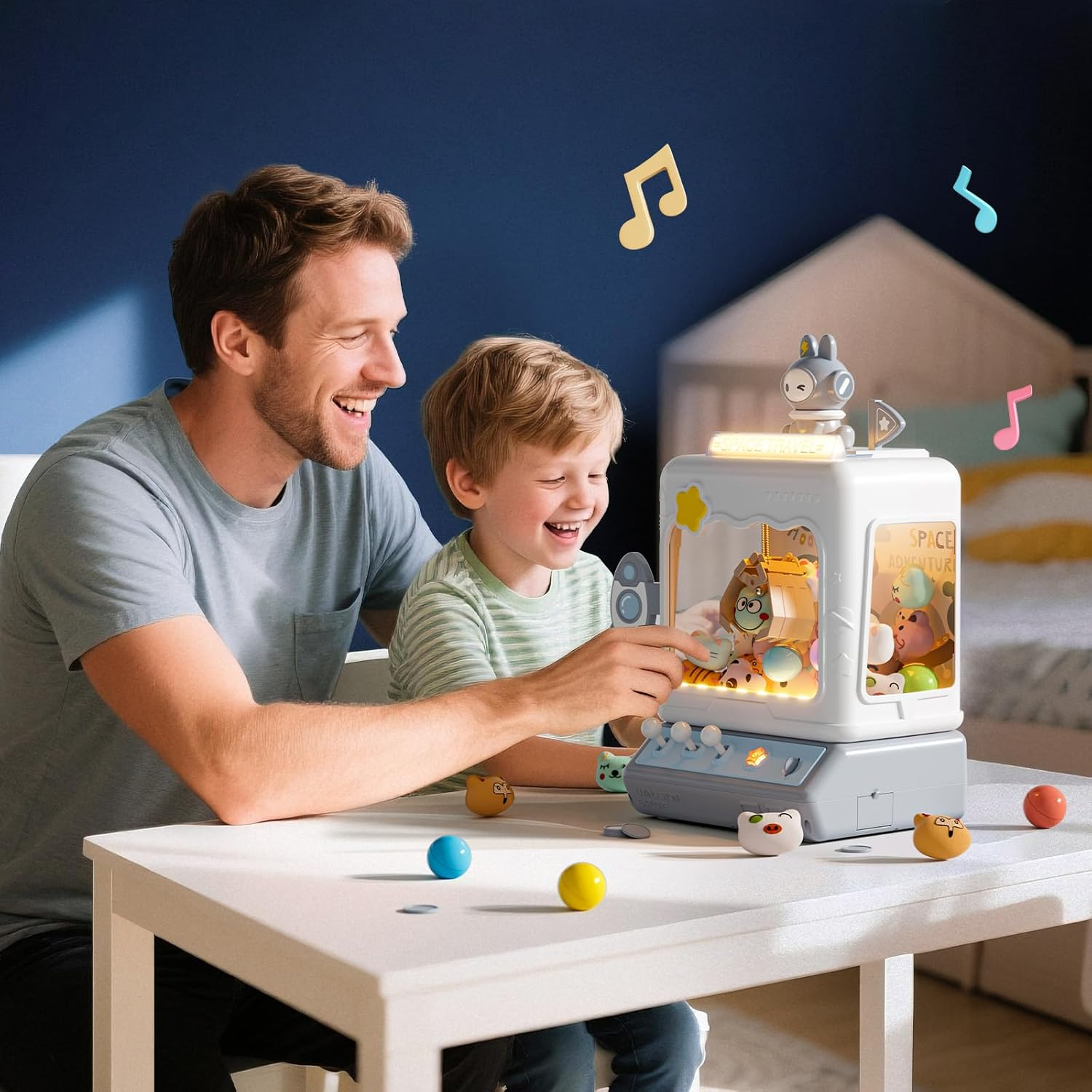 Skirfy Space Claw Machine for Kids, Mini Electronic Arcade Game Vending Machine，Candy Dispenser Arcade Game for Kids，Birthday Christmas Gifts for Girls Boys(Blue) image number 6