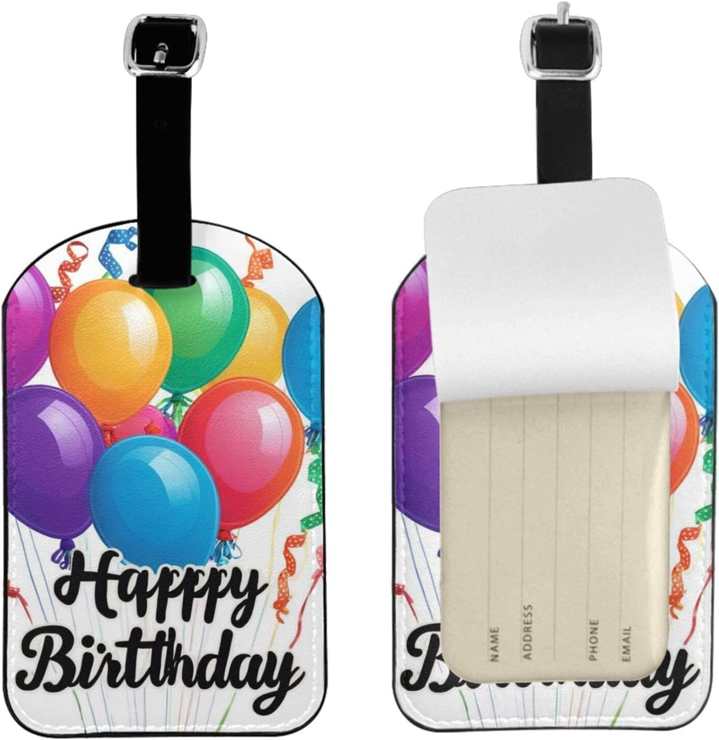 Happy Birthday Print Elegant Tag Stylish Tag Luggage Tag 4.3 X 2.76 Inch for Suitcases Travel Bags