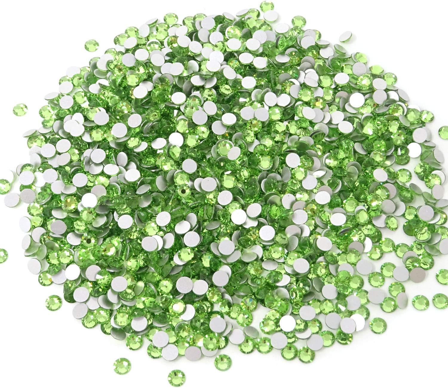 Honbay 1440PCS 5Mm Ss20 Sparkly round Flatback Rhinestones Crystals, Non-Self-Adhesive (Light Green)