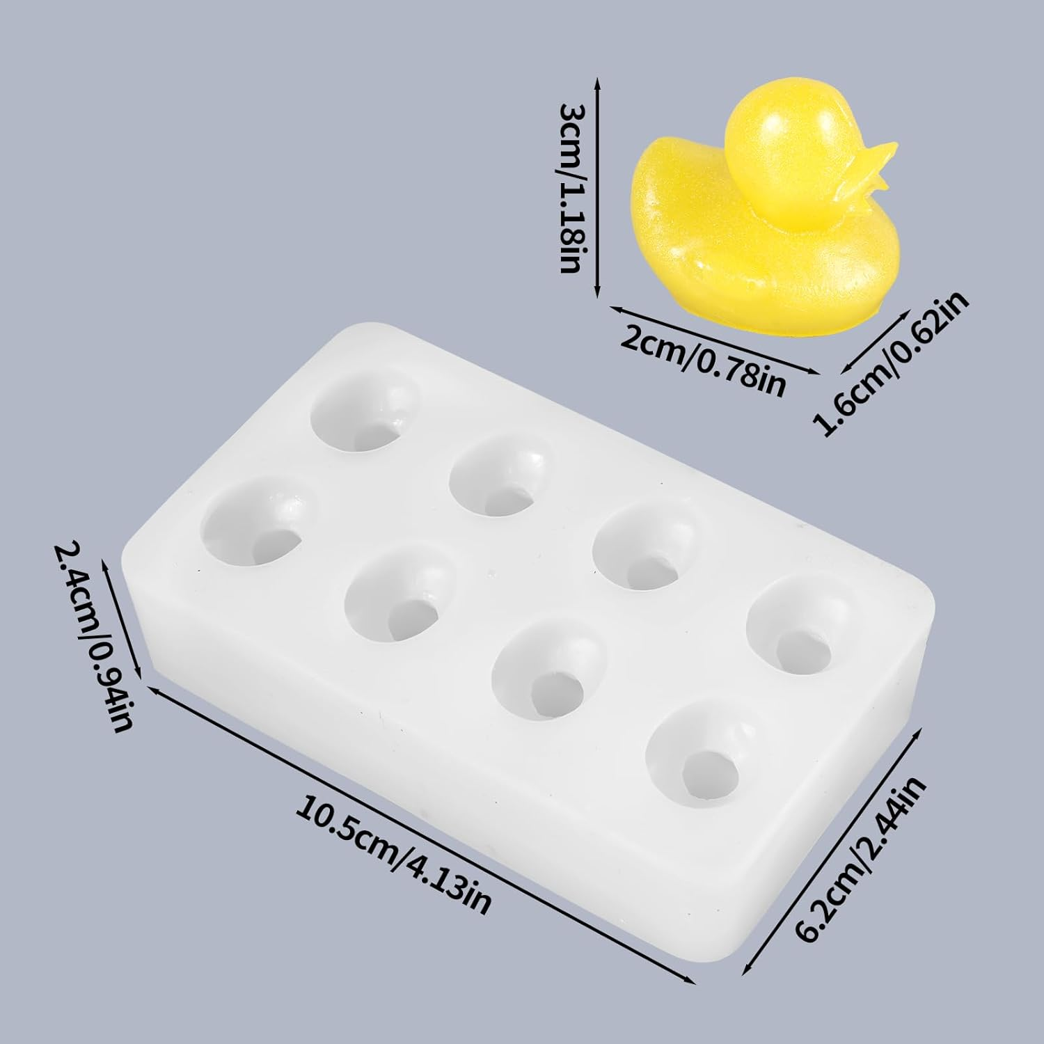 Silicone Duck Mold, 8-Cavity Mini Duck Fondant Mold 3D Chocolate Candy Mould for Epoxy Resin Soap Polymer Clay Cake Decor image number 5