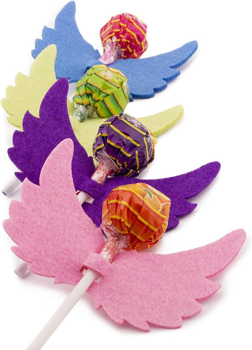 100Pcs Colorful Felt Angel Wing Lollipop Tag/Candy Holder for Parties/Baby Shower image number 1
