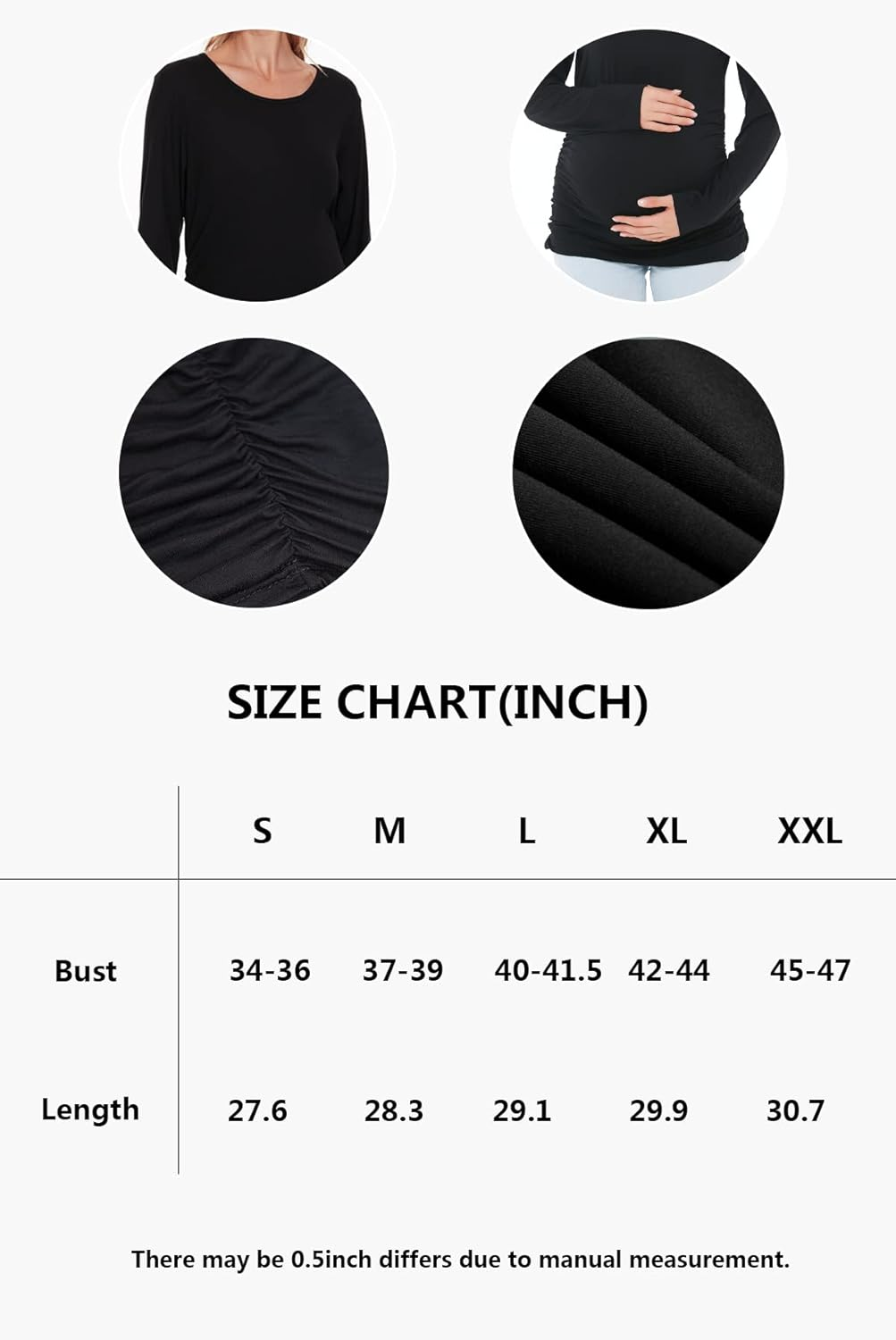 Smallshow Women'S Maternity Tops Long Sleeve Pregnancy Clothes T Shirts 3-Packs, Black-Deep Green-Teal, XL image number 6