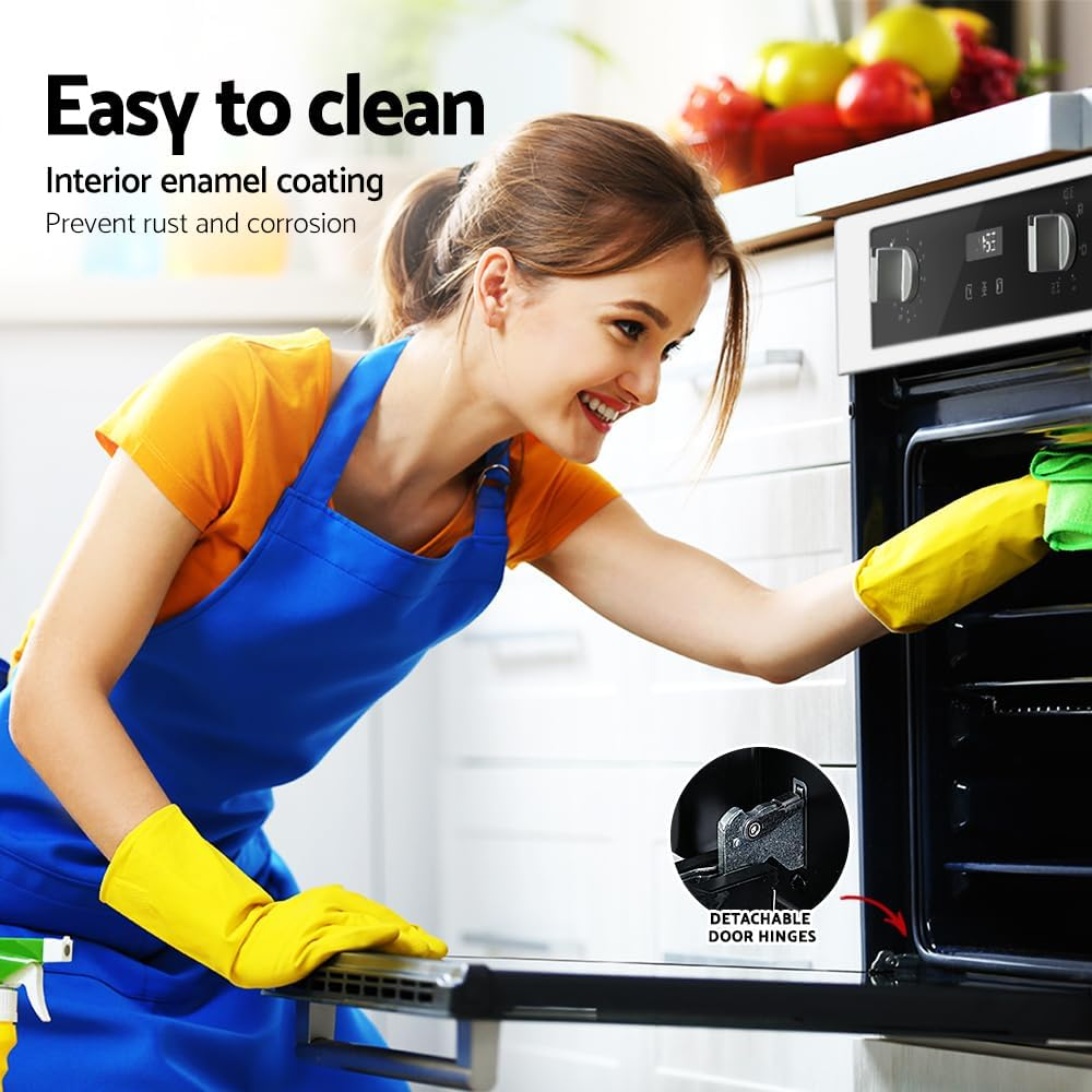 Devanti Electric Built in Wall Oven 80L Convection Grill Ovens Stainless Steel