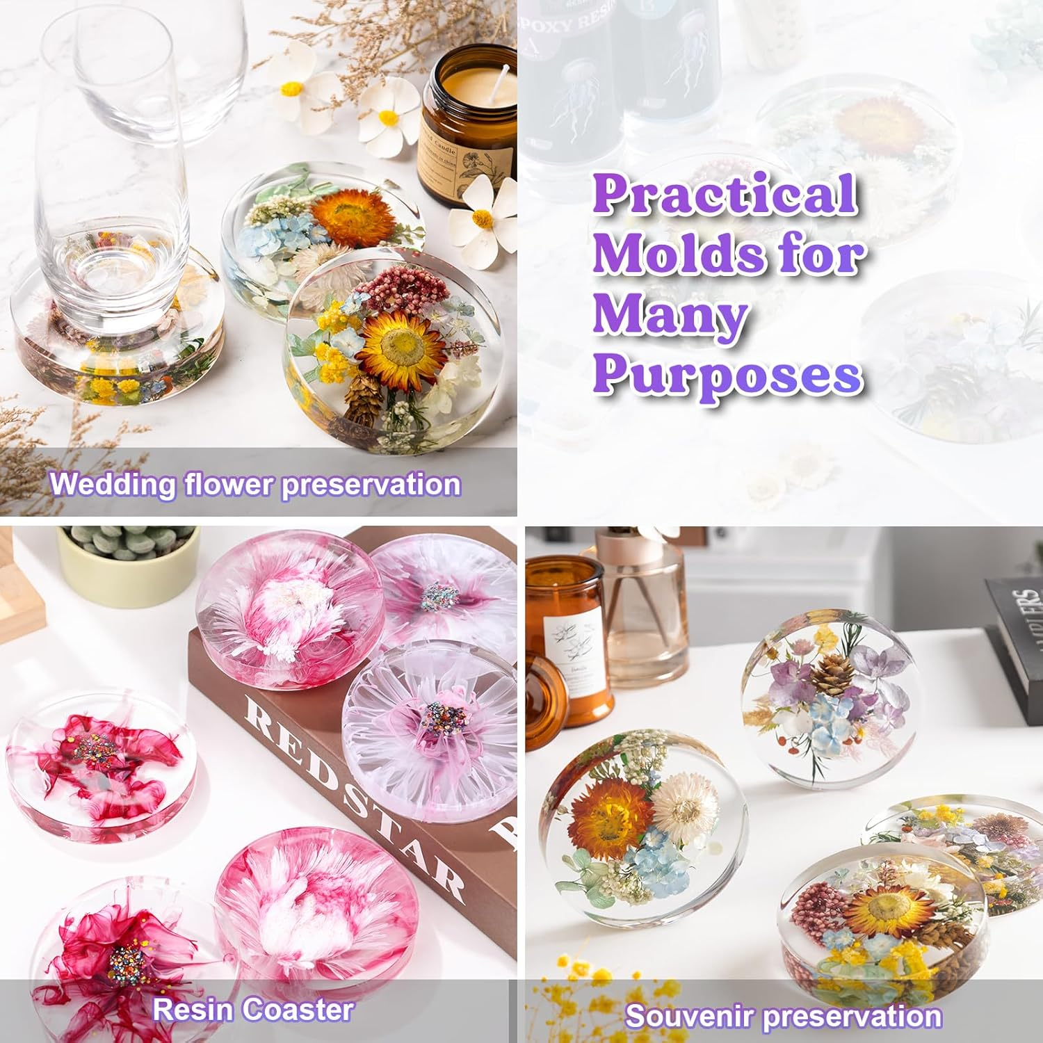 LET'S RESIN Extra Deep Coaster Resin Moulds Silicone, Large 6 Cavity Silicone Moulds for Resin, round Silicone Coaster Moulds for Epoxy Resin, Cups Mats, DIY Craft image number 2