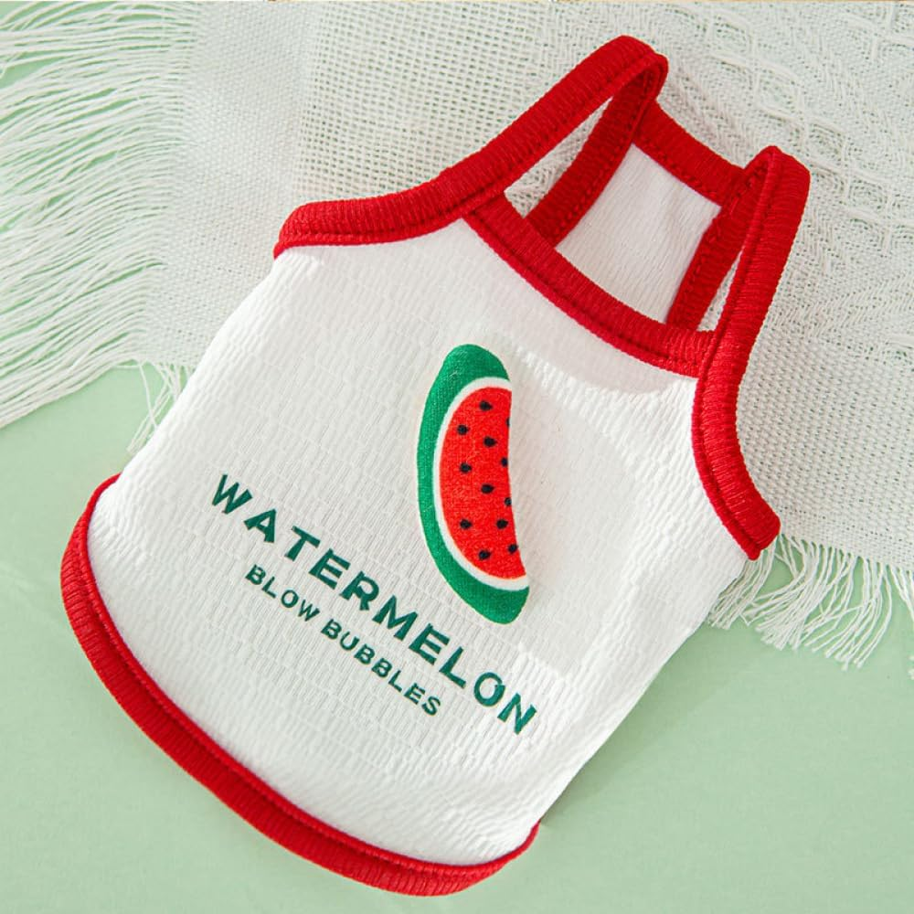 Summer Puppy Skirt Shirt Bunny Carrot Watermelon Printed Clothes Kitten Vests Camisole Puppy Summer Apparel Clothes for Small Dogs Cute Female Dog for Small Medium Dogs Cats image number 2