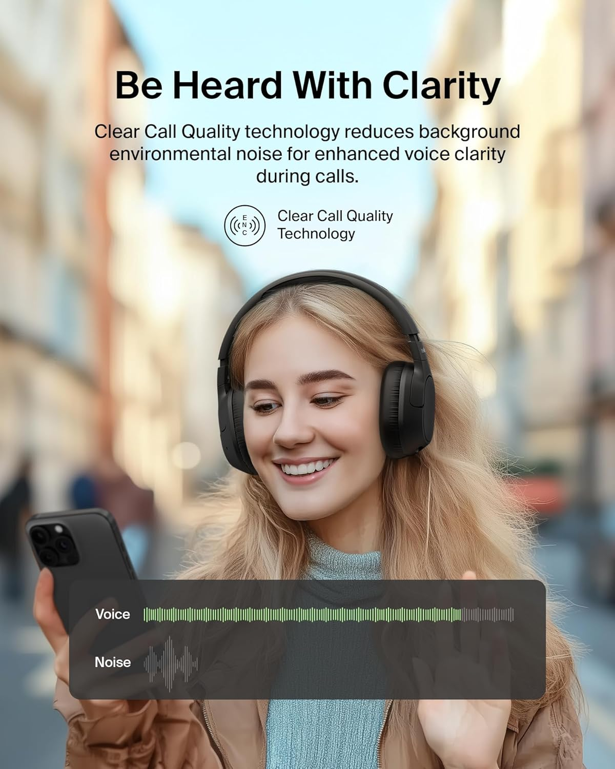 Belkin Soundform Isolate Noise-Cancelling Over-Ear Headphones, Hybrid Active Noise-Cancelling, Wireless, Bluetooth W/ 60H Playtime, Deep Bass, Cloudcushion Ear Cups for Travel, Home, or Office - Black image number 6