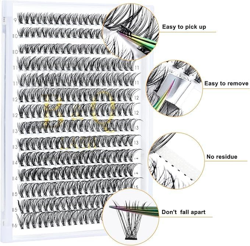 B&Qaugen Lash Clusters 40D-0.07D-9-16 B&Q LASH Individual Lashes 280 False Eyelash 10D 20D 30D 40D Extensions Cluster DIY at Home (40D-0.07D,9-16Mix) image number 1