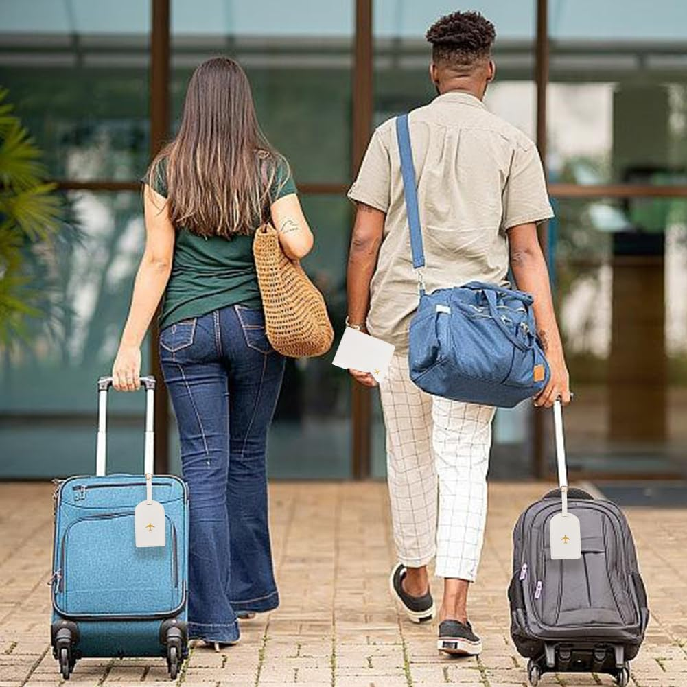 CALFOVERA Set of 2 Mr and Mrs Travel Holder Set Made of PU Leather Honeymoon Card Passport Cases Card Protective Cover Book Case with Luggage Tags Travel ID Labels Black White for Couples Bridal image number 5