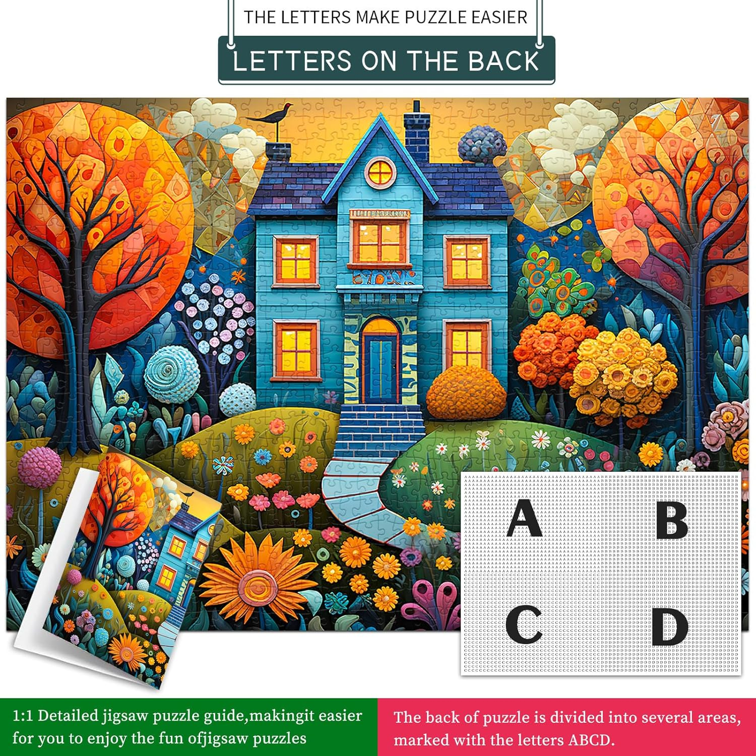 Chalzidar Jigsaw Puzzles for Adults 1000 Pieces, Interlock Perfectly Letter on Back No Dust, Home Decor Birthday Gift Toy for Men Women Elders Seniors, 1:1 Poster - Beautiful Homes image number 3