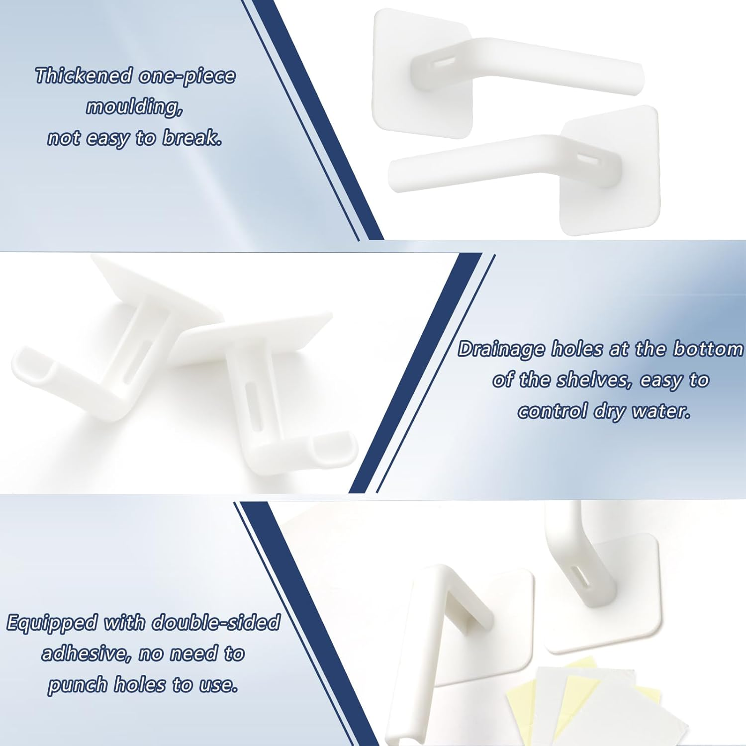 4 Pcs Curtain Holders, Self-Adhesive Hooks, L-Shaped Curtain Holdbacks, No Drill Curtain Pull Backs for Kitchen Living Room Office White image number 4