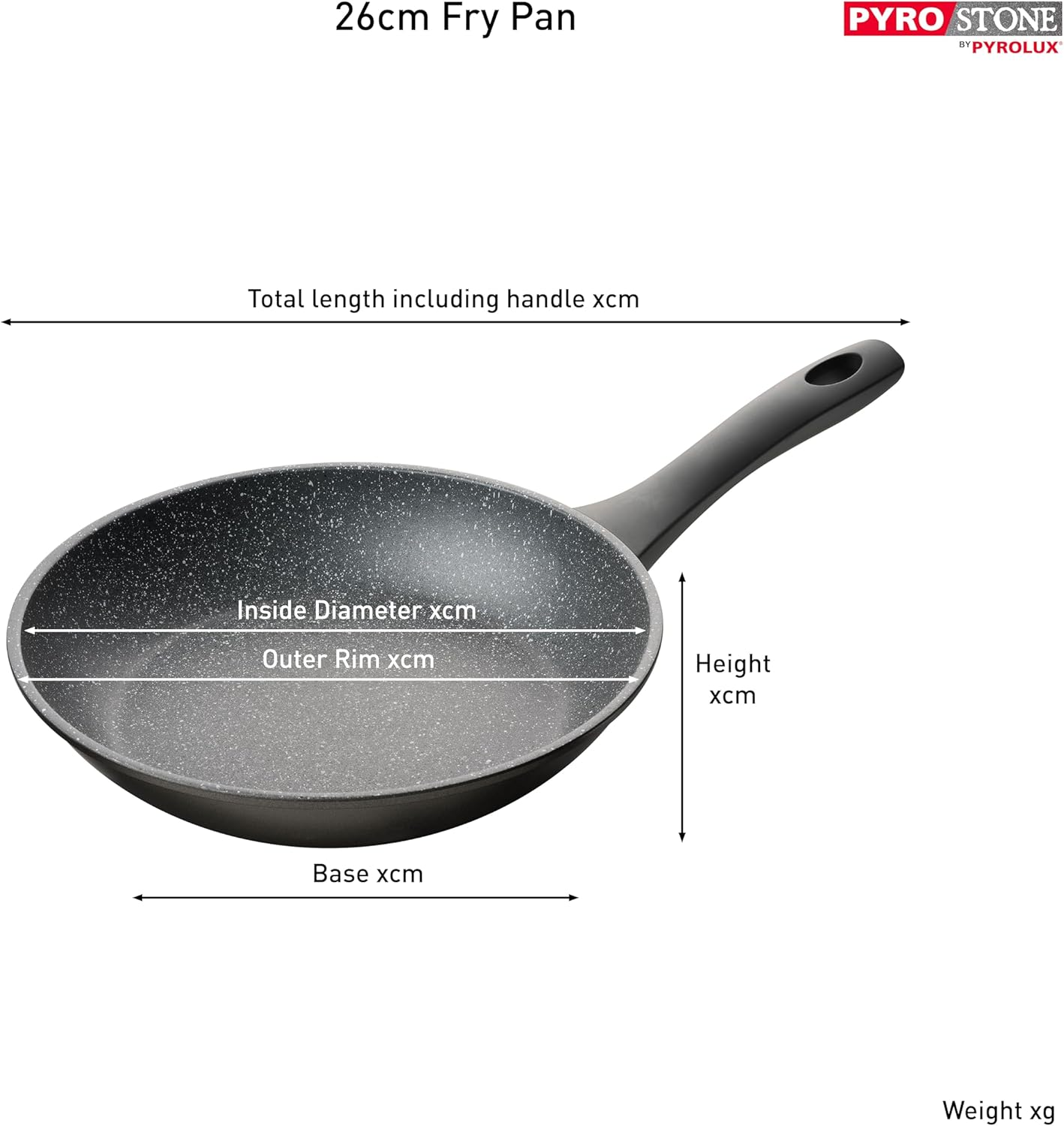 Pyrolux Pyrostone 3-Piece Non-Stick Fry Pan/Skillet Set, 20 Cm / 26 Cm / 30 Cm with Felt Protectors, Black image number 4
