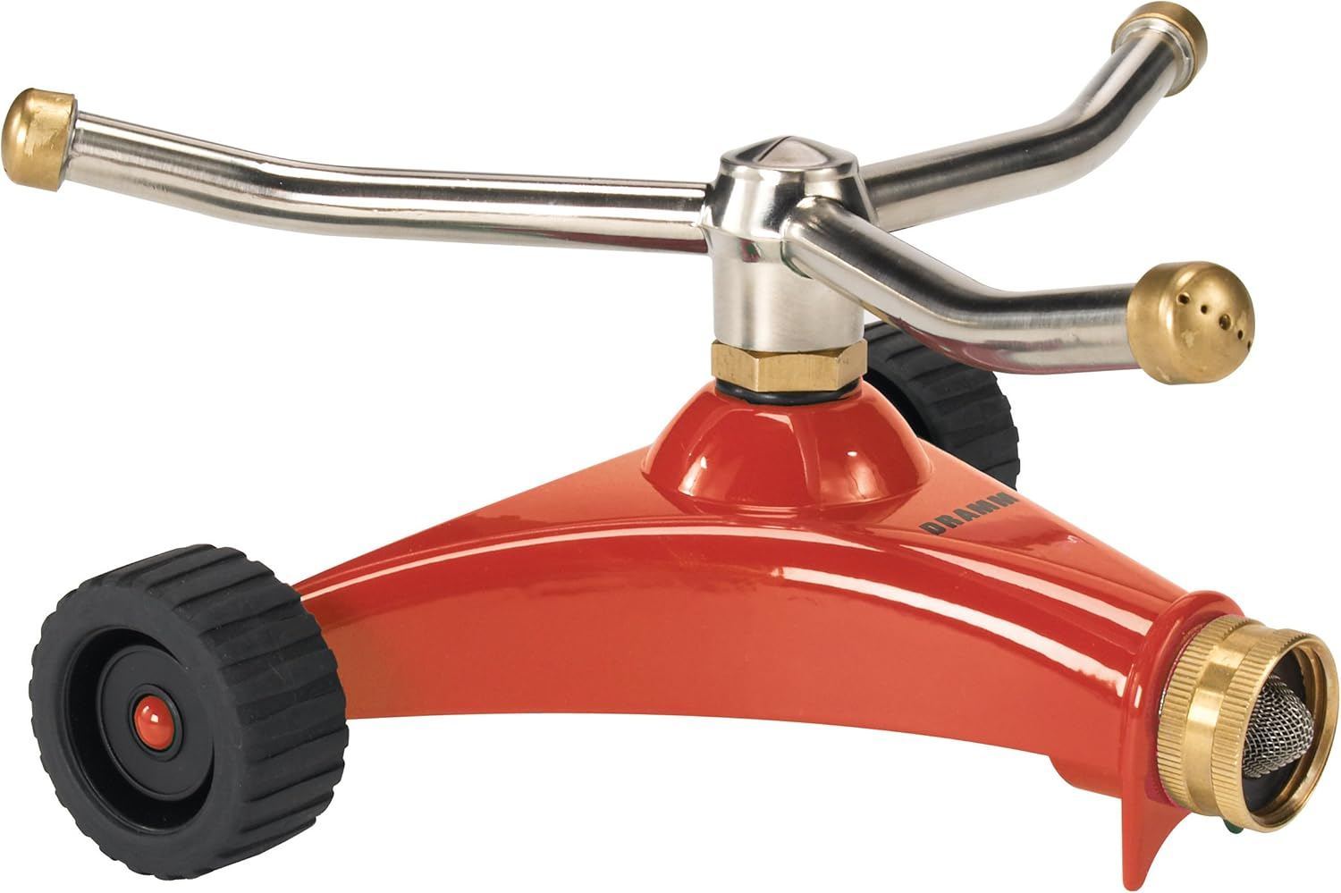 Dramm 15051 Colorstorm Premium 3-Arm Whirling Sprinkler with Heavy Duty Metal Wheeled Base, Red image number 6
