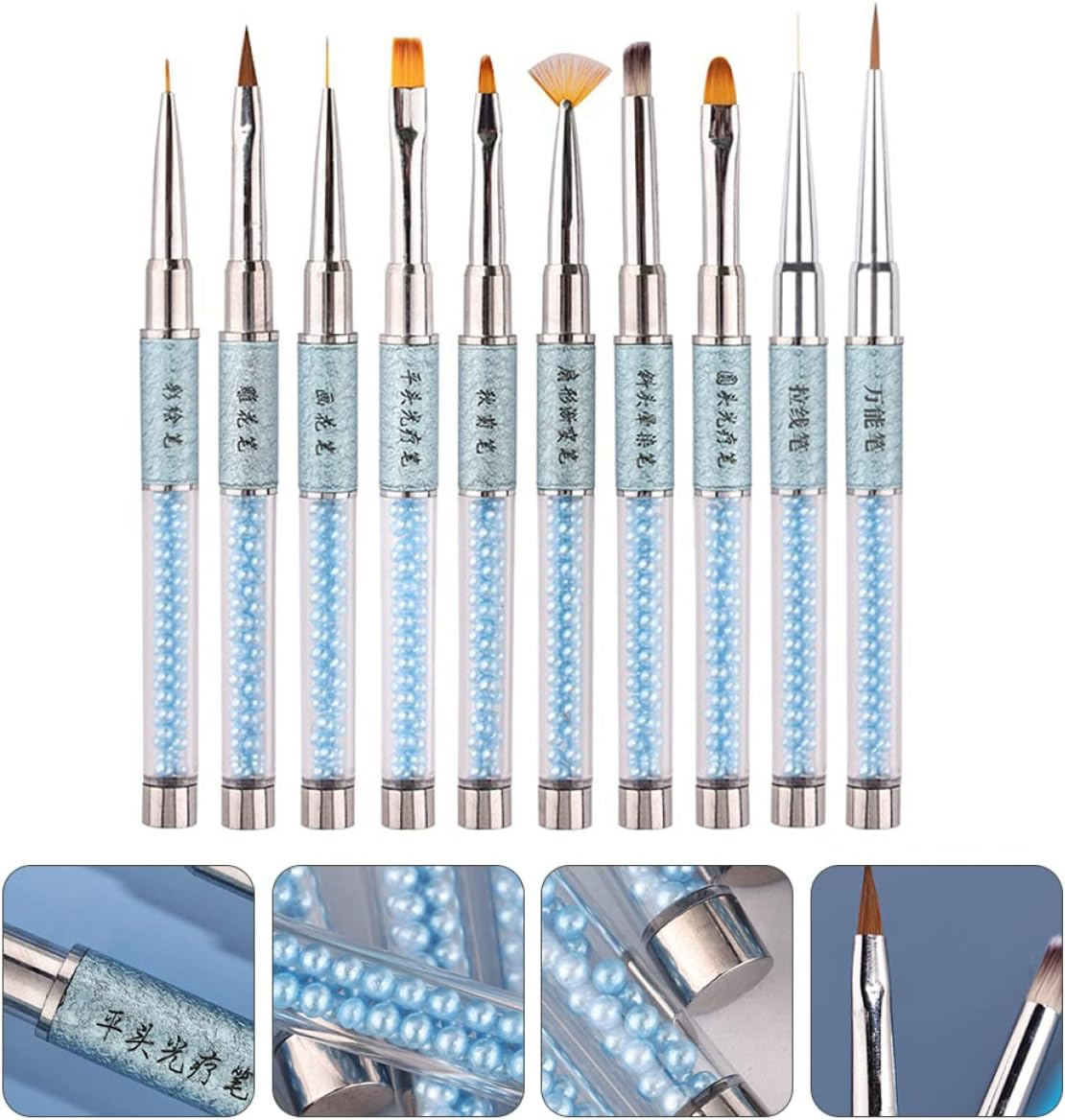 NOLITOY 10Pcs Manicure Brush Set Nail Art Tools Kit Diy Manicure Trimmer Nail Art Pen