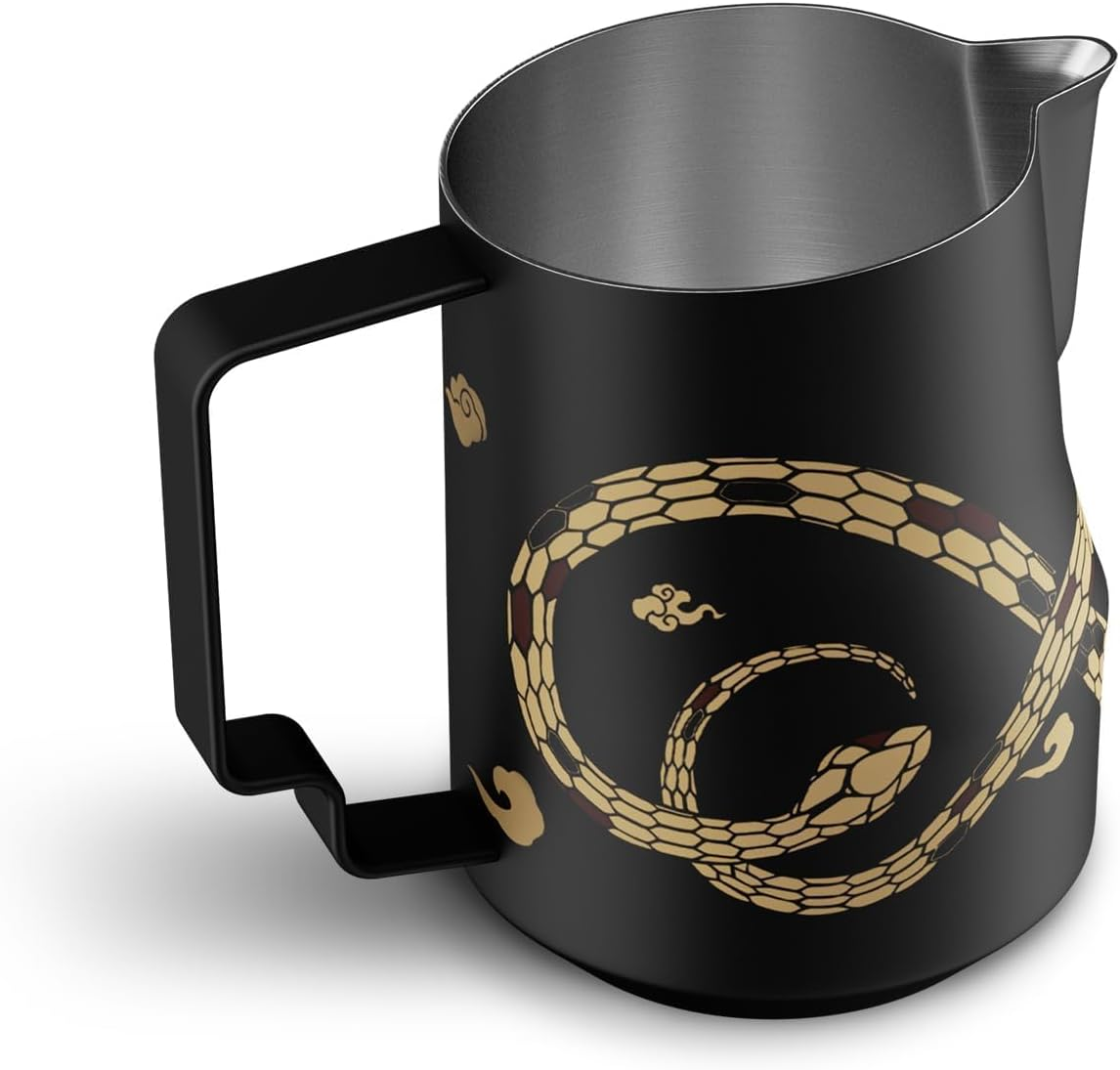 MHW-3BOMBER Milk Frothing Pitcher 450Ml/15.2Oz Milk Frother Cup Espresso Steaming Pitcher Stainless Steel Milk Frother Cup Barista Latte Art round Spout Milk Jug P6001S-OS