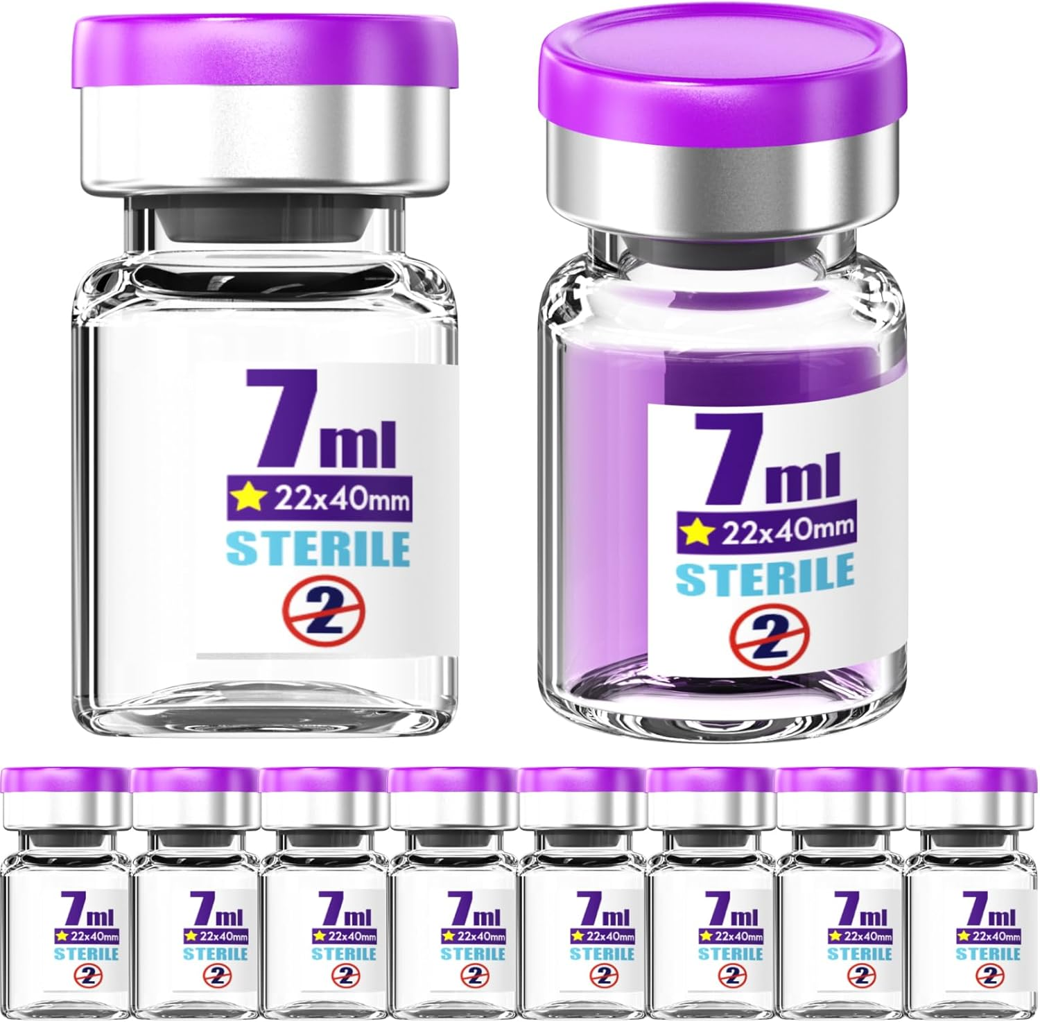 Ks-Tek Sterile Empty Vials with Self Healing Injection Port,With Aluminum Plastic Cap,Sterile Package (10, 2Ml Amber) image number 2