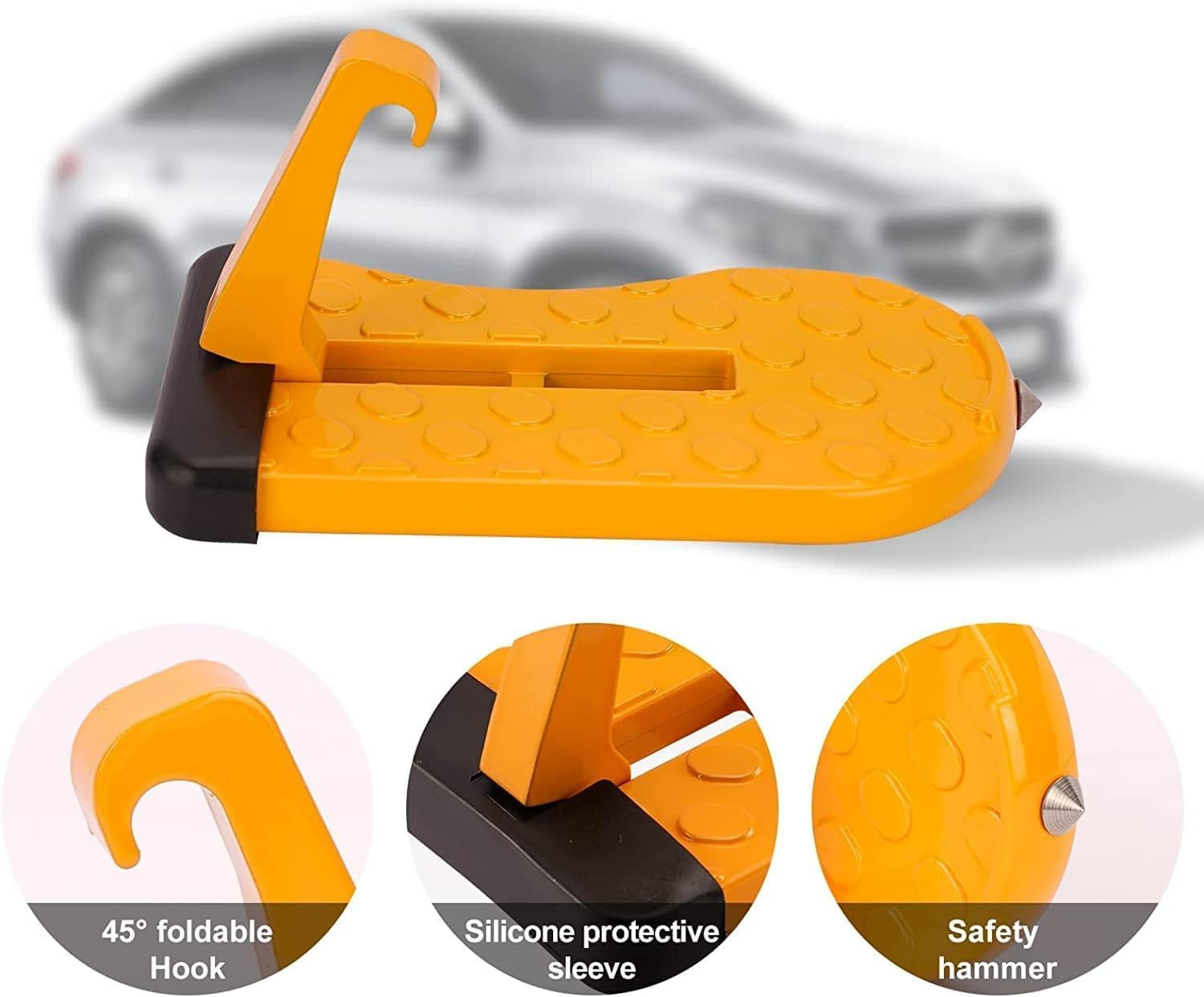 2Pcs Car Door Step, Roof Access Ladder, Universal Fit Car Stand Pedal with Glass Breaker Safety Hammer for SUV, Jeep, Max Load 450 Lbs image number 2