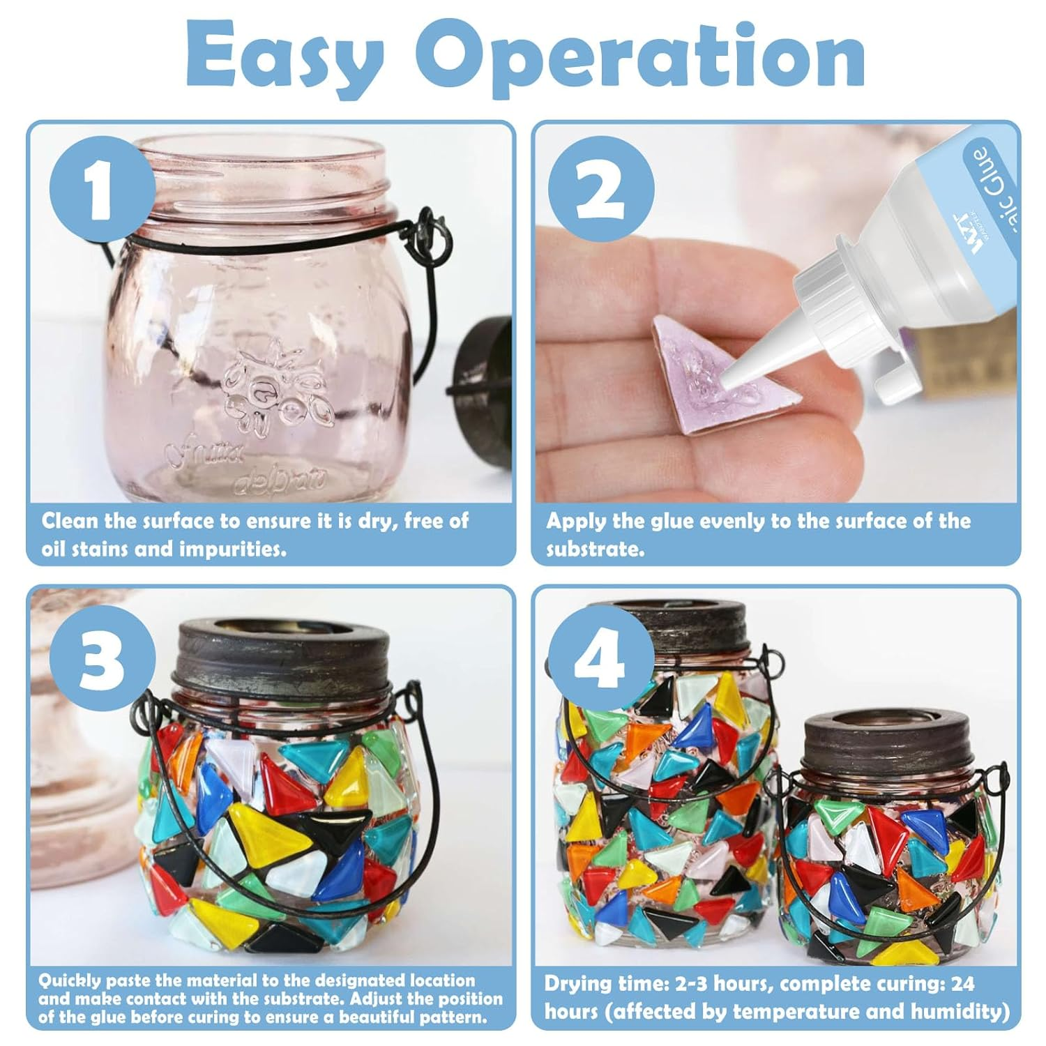 Mosaic Glue 100Ml, Clear Mosaic Tiles Glue, Non-Toxic & Water Resistant, Mosaic Adhesive Suitable for All Surfaces image number 1