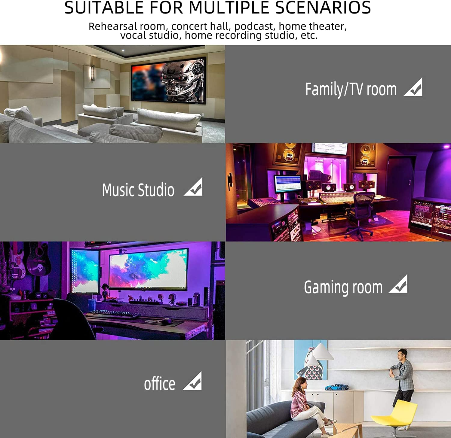 12 Pack High Density Acoustic Absorption Panels, Soundproofing Foam Sound Proof Panels for Wall and Ceiling Regular Hexagon