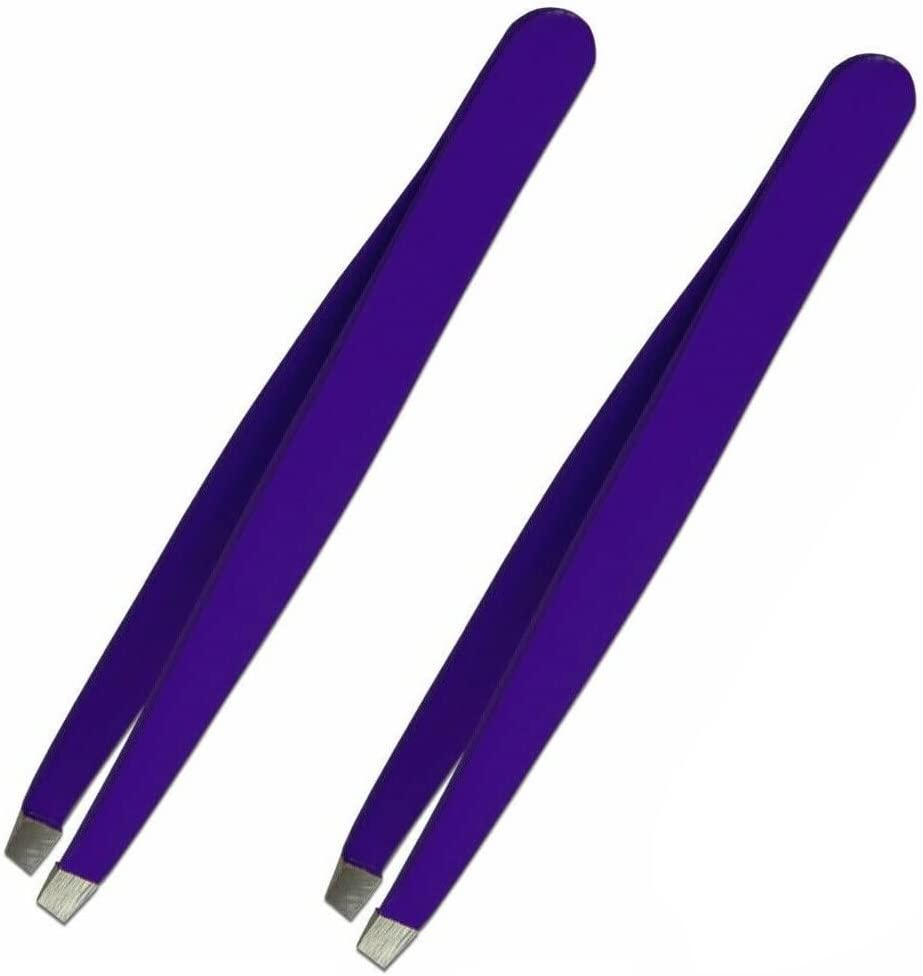 Professional Stainless Steel Eyebrow Tweezers &ndash; Precision Tweezer for Ingrown Facial Hairs &ndash; 2 Pcs Pack by DMX INTL (Red)