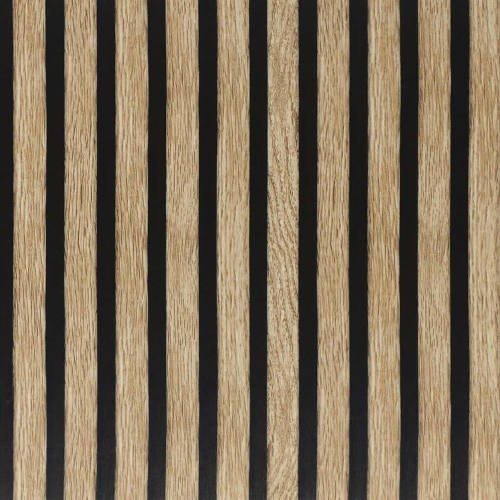 Arthome Wood Grating Wallpaper 43.5X305Cm Self-Adhesive Removable Peel and Stick Wallpaper Vinyl Decorative Wood Stripe Grain Paper Natural Wooden Slats for Furniture Easy to Clean