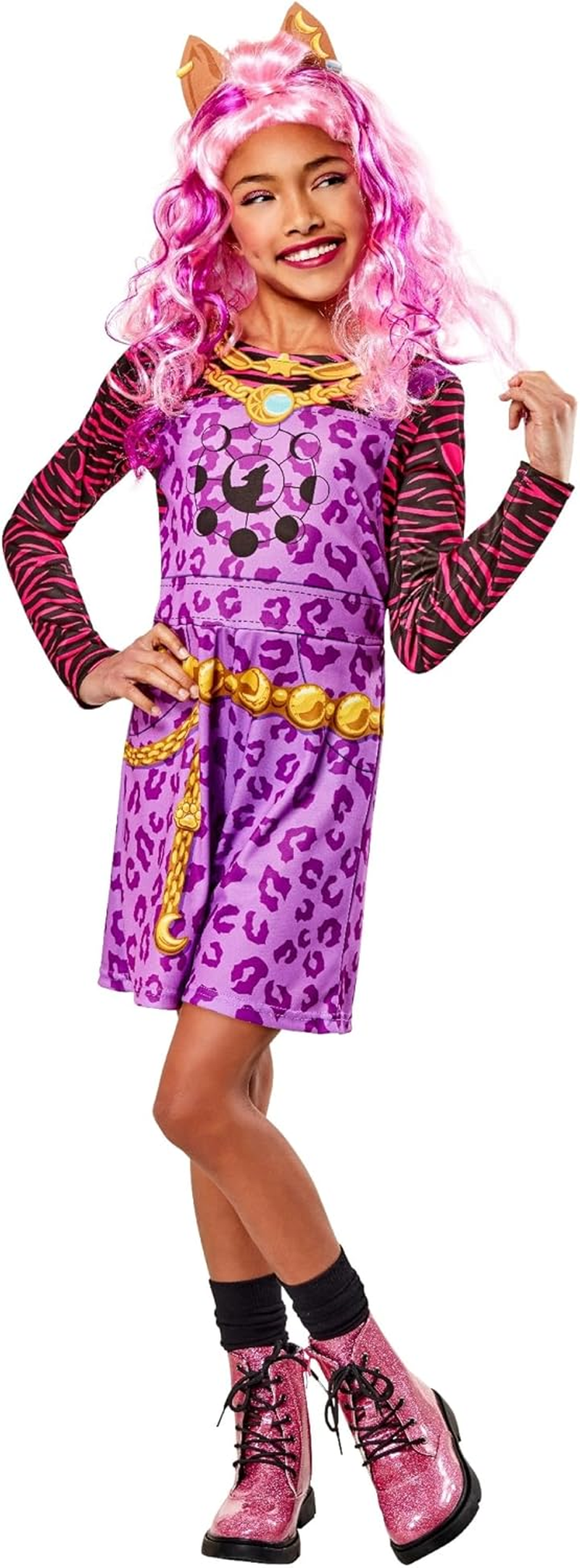 Rubies Clawdeen Classic Costume for Girls, Dress and Headband, Official Monster High Costume for Carnival, Christmas, Birthday, Party and Halloween image number 1