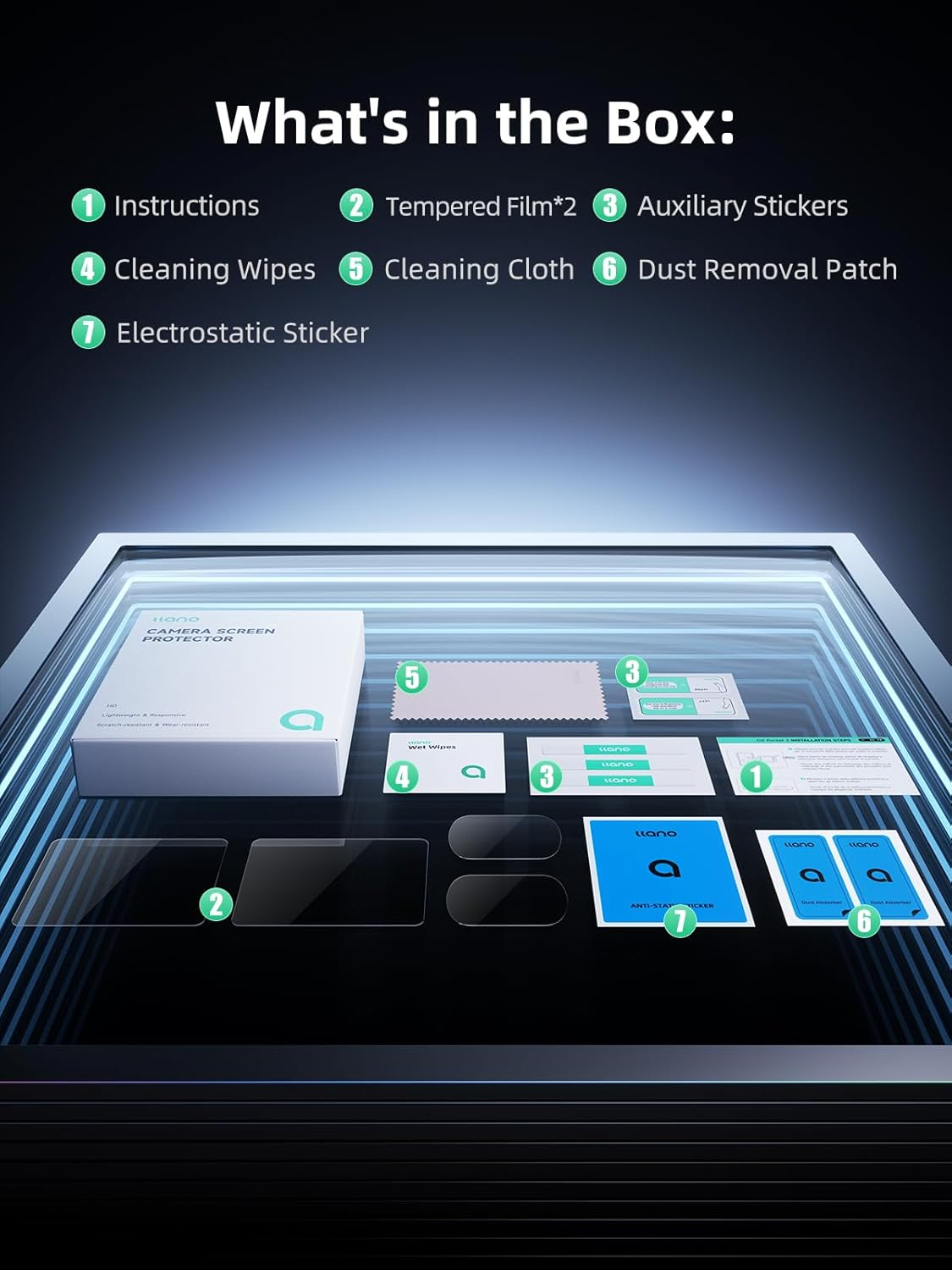 Llano DJI Osmo Pocket 3 Screen Protector, Osmo Pocket 3 Accessories, 9H Tempered Glass, Ultra-Clear, Anti-Scratch, High Touch Sensitivity, Easy Bubble-Free Installation with Alignment Kit &ndash; 2 Pack image number 3