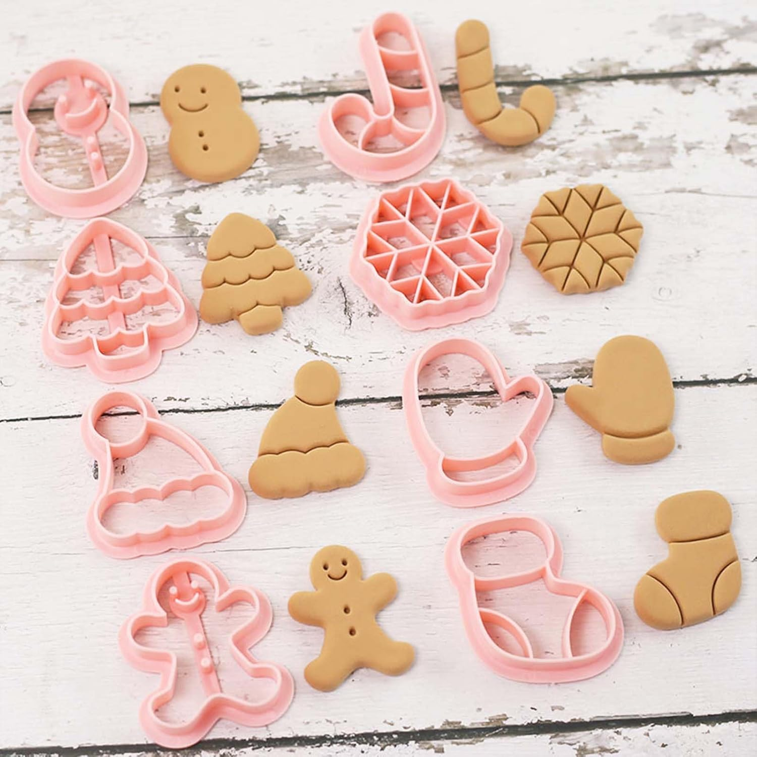 8 Piece Mini Cookie Cutters - One-Touch 3D Raised Cookie Stamps - Mini Gingerbread Man, Snowflake, Snowman, Christmas Tree Baking Molds - Ornament Cookie Cutter Set - Christmas-1 image number 7