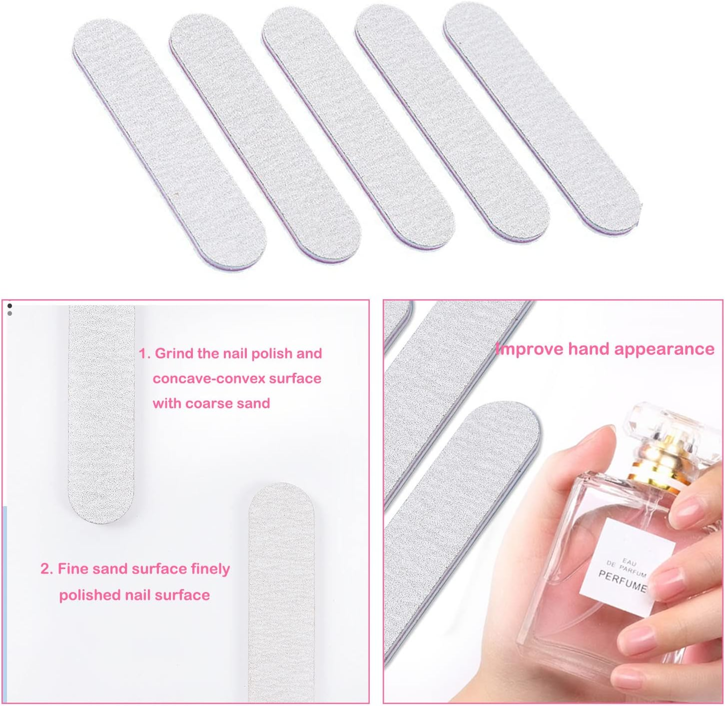50 Packs 100/180 Grits Mini Nail Files and Buffers Double Sided Emery Boards Manicure Tool for Acrylic Nails, Nail Care image number 2