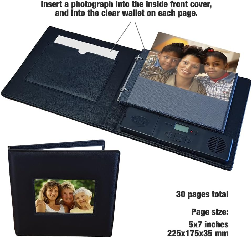 Talking Products, Voice Recordable & MP3 Talking Photo Album. 2 Hours Recording Time. Faux Leather Cover and 30 7X5" Pages. Create Your Own Memory Book or Welcome Book for Adoption (Deluxe Edition)